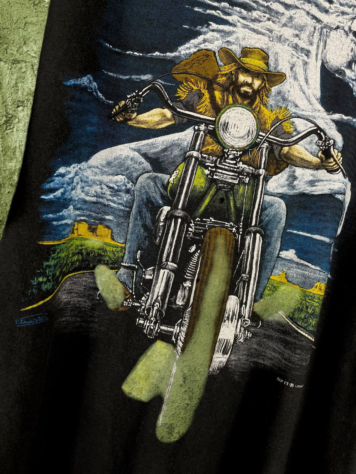Vintage Vintage Zip It London Cowboy Biker Horse Graphic Tee Size US XL / EU 56 / 4 - 2 Thumbnail