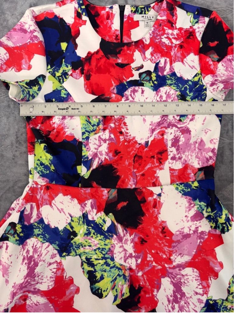 MILLY Women's Milly Floral Print Dress Size 10 Multi-color Size L / US 10 / IT 46 - 4 Thumbnail