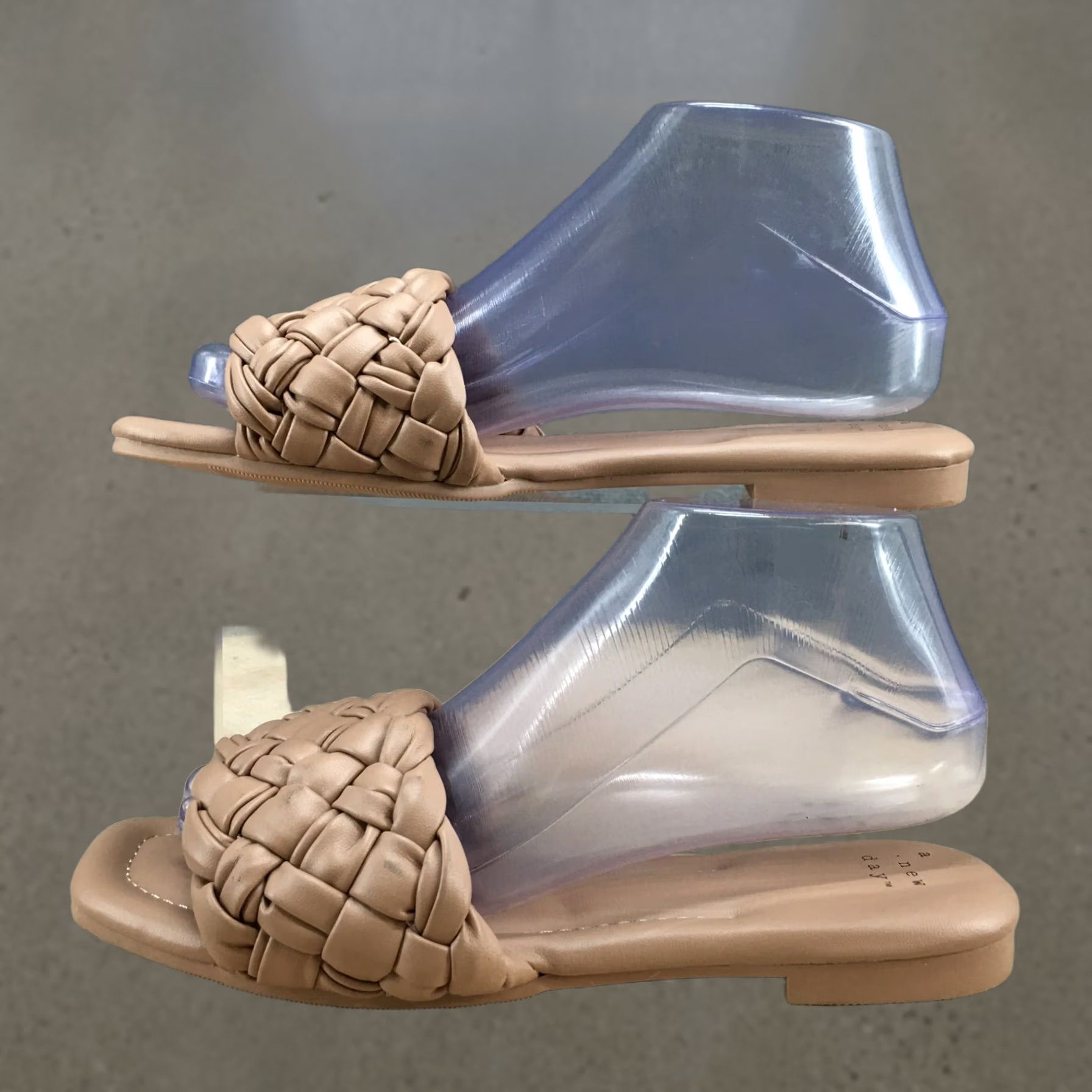 Vintage A New Day Sandals Womens 7 Casual Slip On Braided Flats Slide Brown Faux Leather Size US 7 / IT 37 - 1 Thumbnail