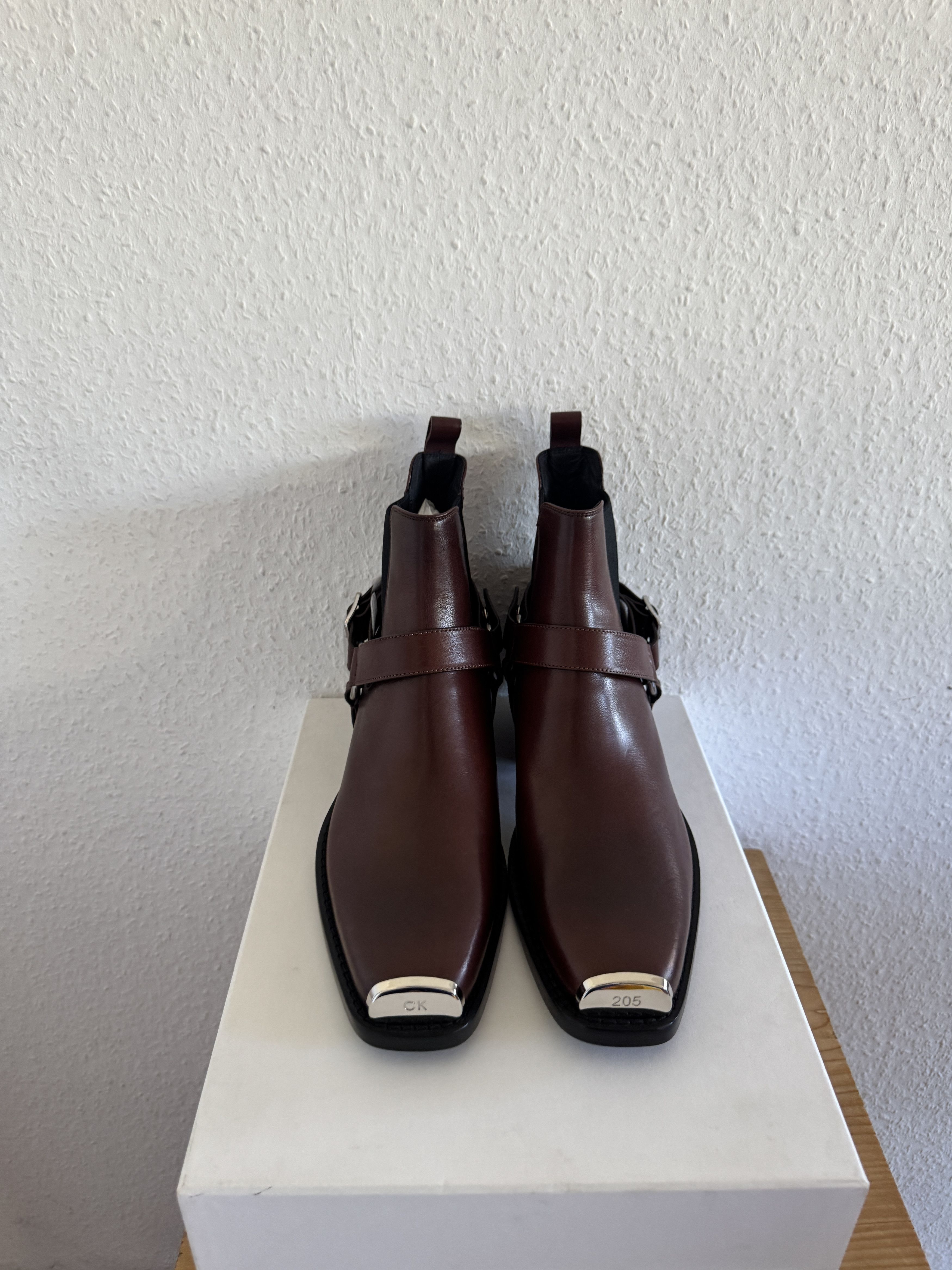 Brown Leather Harness Boots