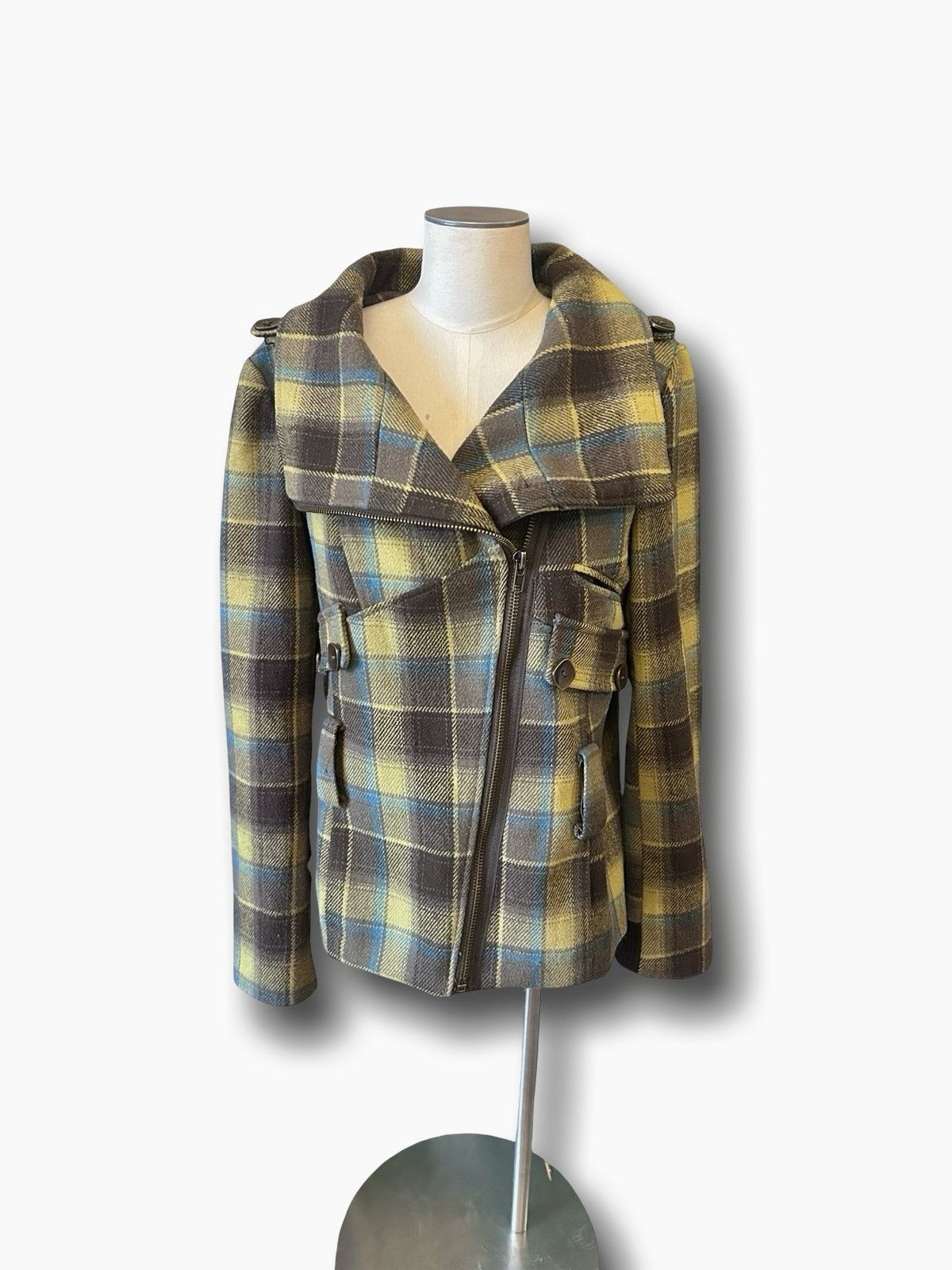 Other Daytrip Plaid Asymmetrical Pea Coat Size L / US 10 / IT 46 - 1 Thumbnail