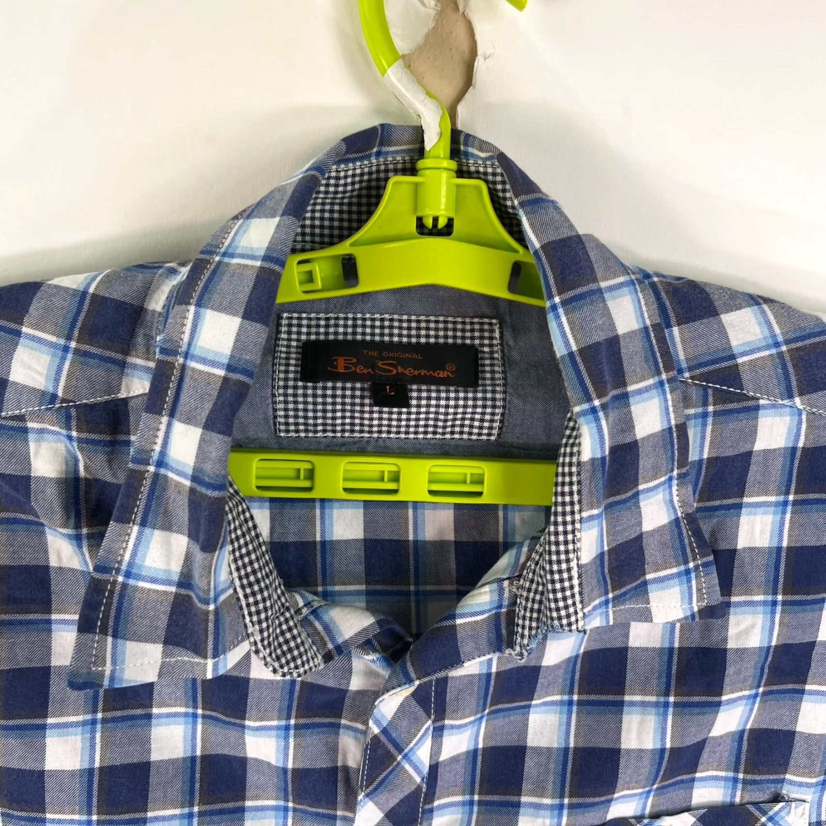Ben Sherman Ben Sherman Plaid Button-Up Shirt Mens L Blue Long Sleeve Size US L / EU 52-54 / 3 - 4 Thumbnail