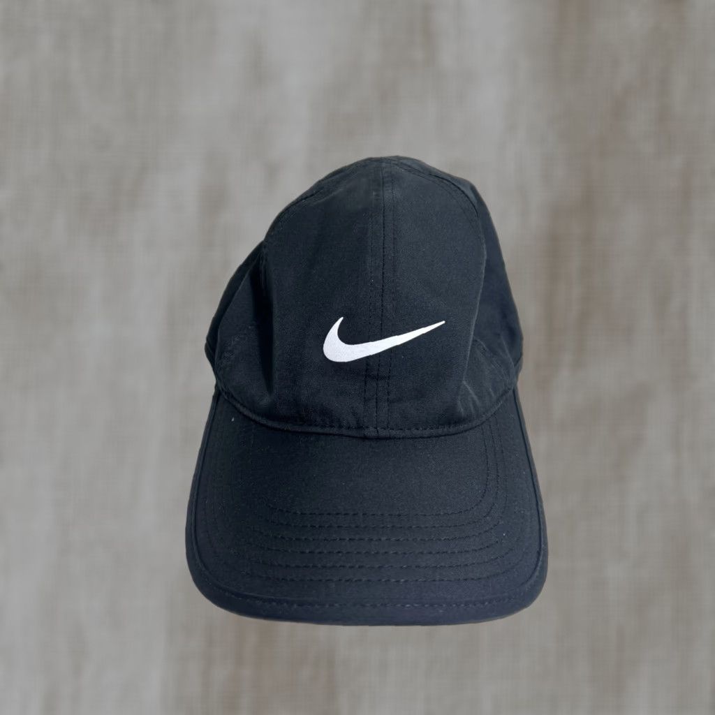 Nike NIKE Dri-Fit Feather Light Hat Cap BLACK/WHITE 679421-010 Running Tennis Logo Hat Unisex Adults Adjustable Black Mens Womens Size ONE SIZE - 1 Thumbnail