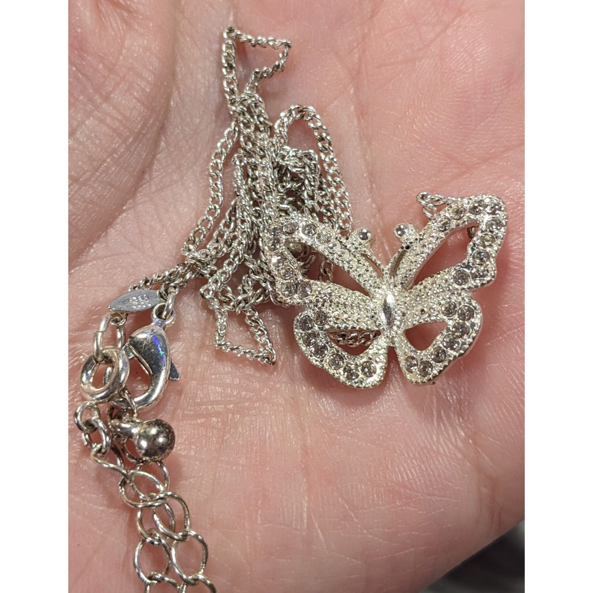 Other Vintage Avon Butterfly Silver Tone Rhinestone Necklace Size ONE SIZE - 7 Thumbnail