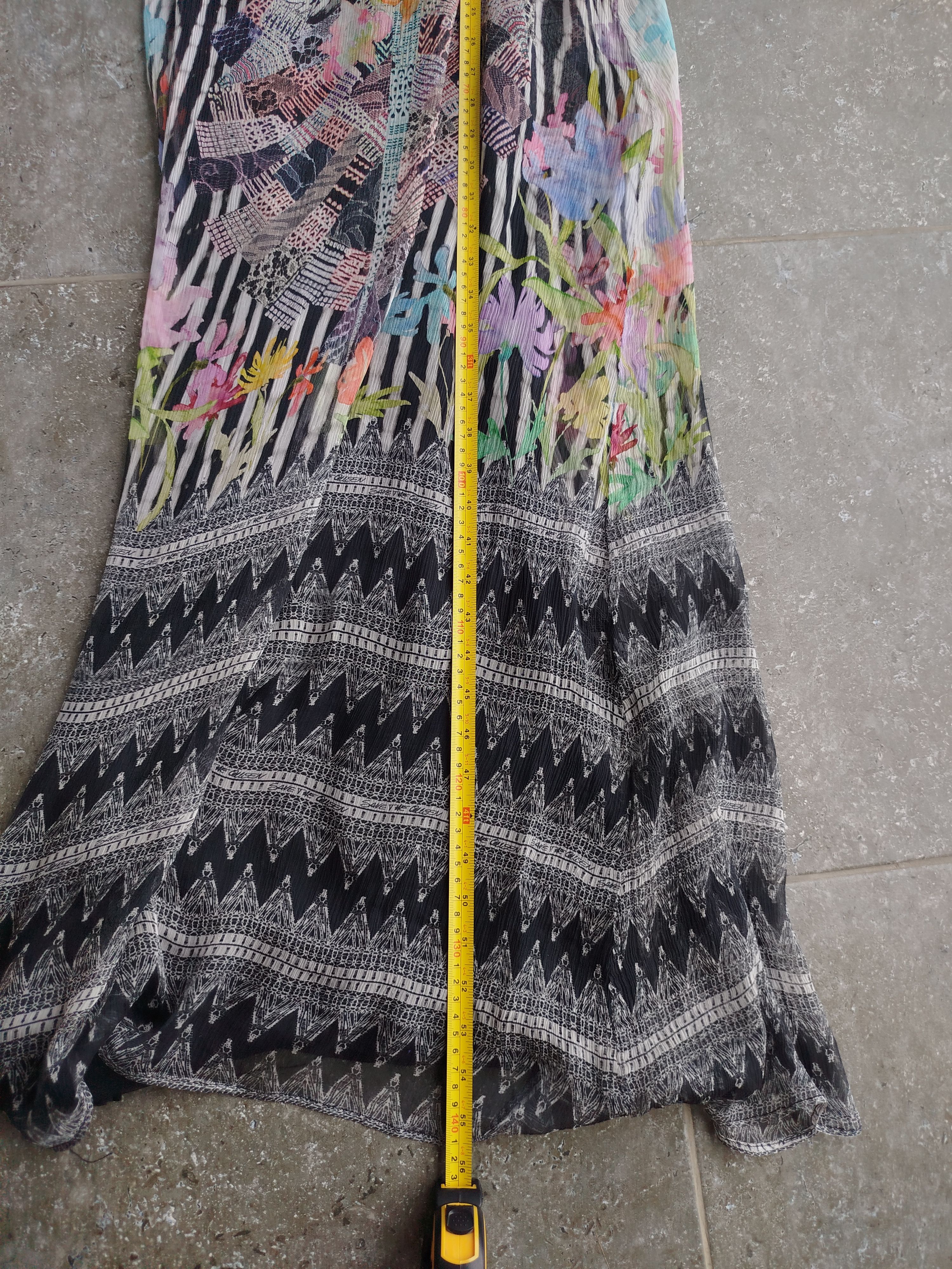 Jean Paul Gaultier Save The Queen Maxi Dress Graphic Floral Chiffon Silk Lined Size M / US 6-8 / IT 42-44 - 14 Thumbnail