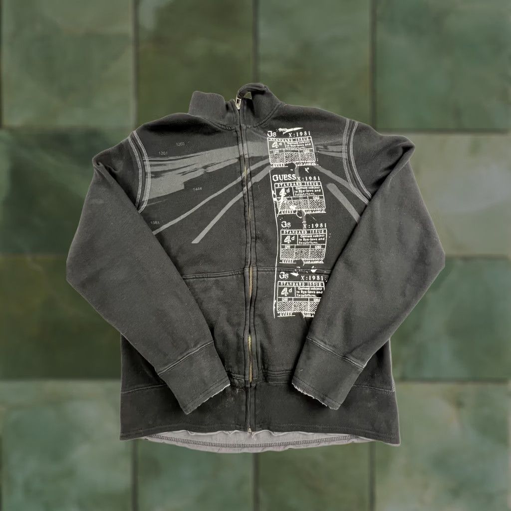 Guess Guess Sweatshirt Mens M Black Full Zip Mock Neck Graphic Fleece Jacket Size US M / EU 48-50 / 2 - 1 Thumbnail