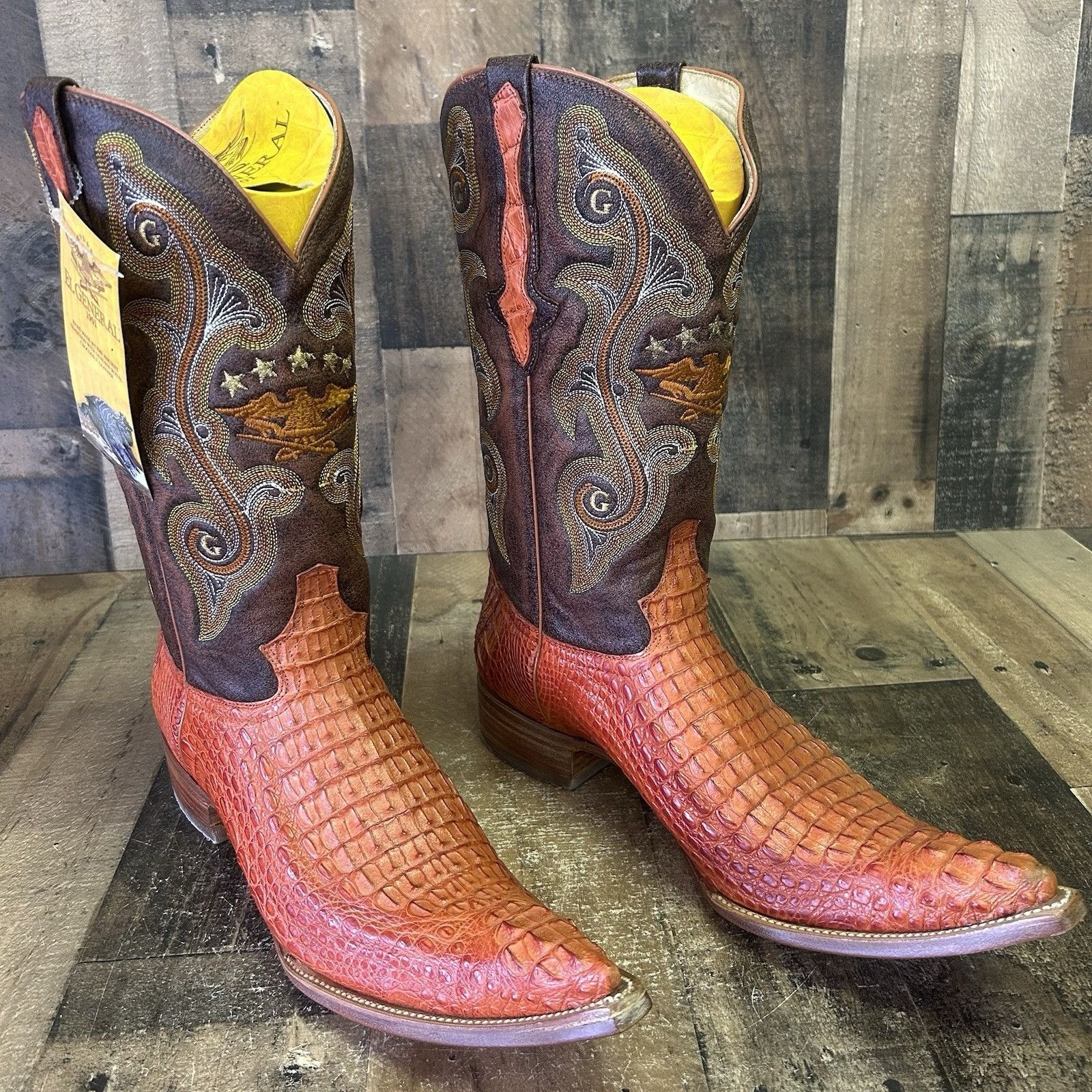 El General Pointed Toe Crocodile Cowboy Boots Mens 12