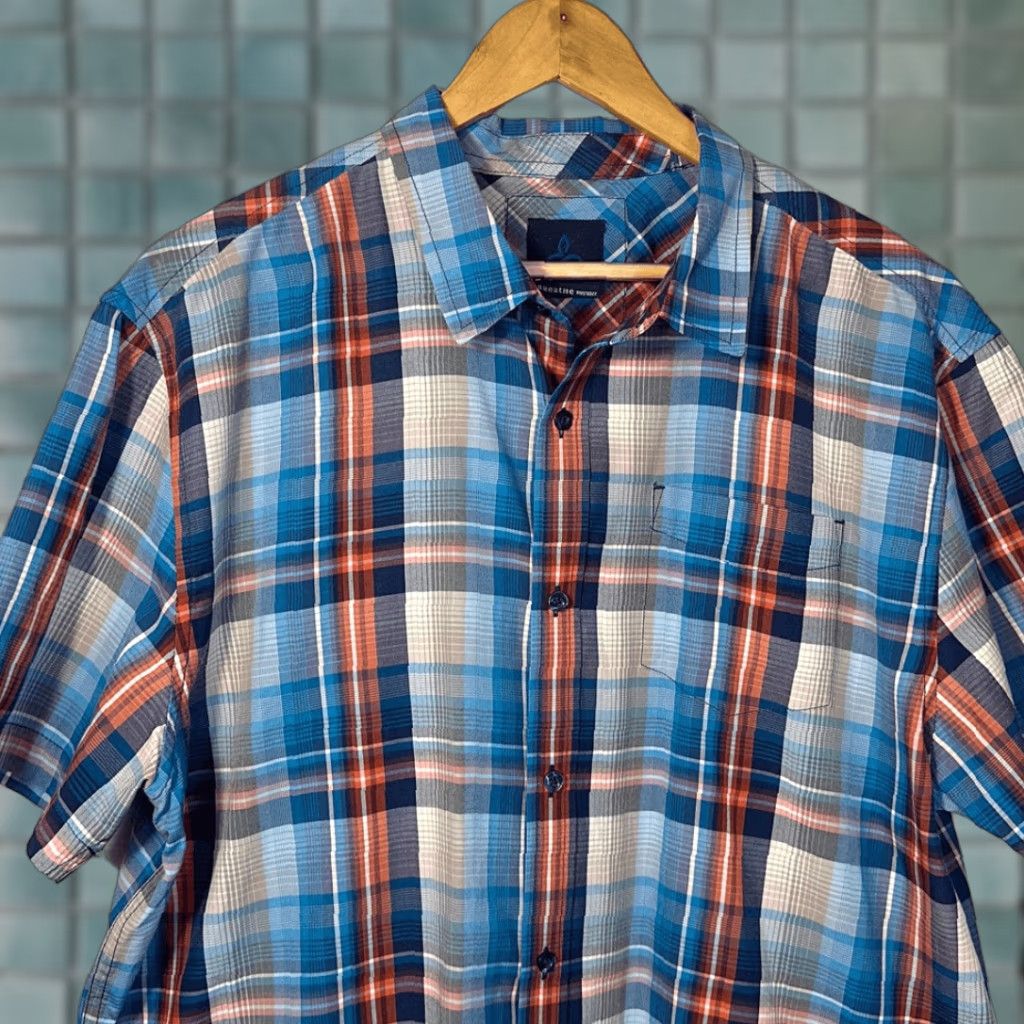 Prana prAna Breathe Organic Cotton Blend Button Up Shirt Plaid Mens XL M11170305 Size US XL / EU 56 / 4 - 1 Thumbnail