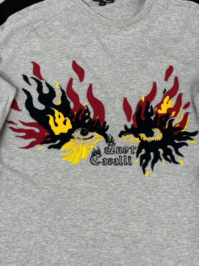 Just Cavalli AW2004 Cavalli Grey Flames Embroidered Longsleeve Size US S / EU 44-46 / 1 - 7 Thumbnail