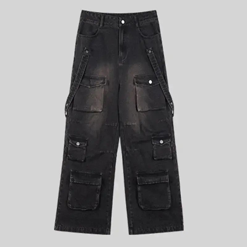 Japanese Brand Summer Men's American High Street Multi Pocket Wide Leg Jean Size US 32 / EU 48 - 4 Thumbnail
