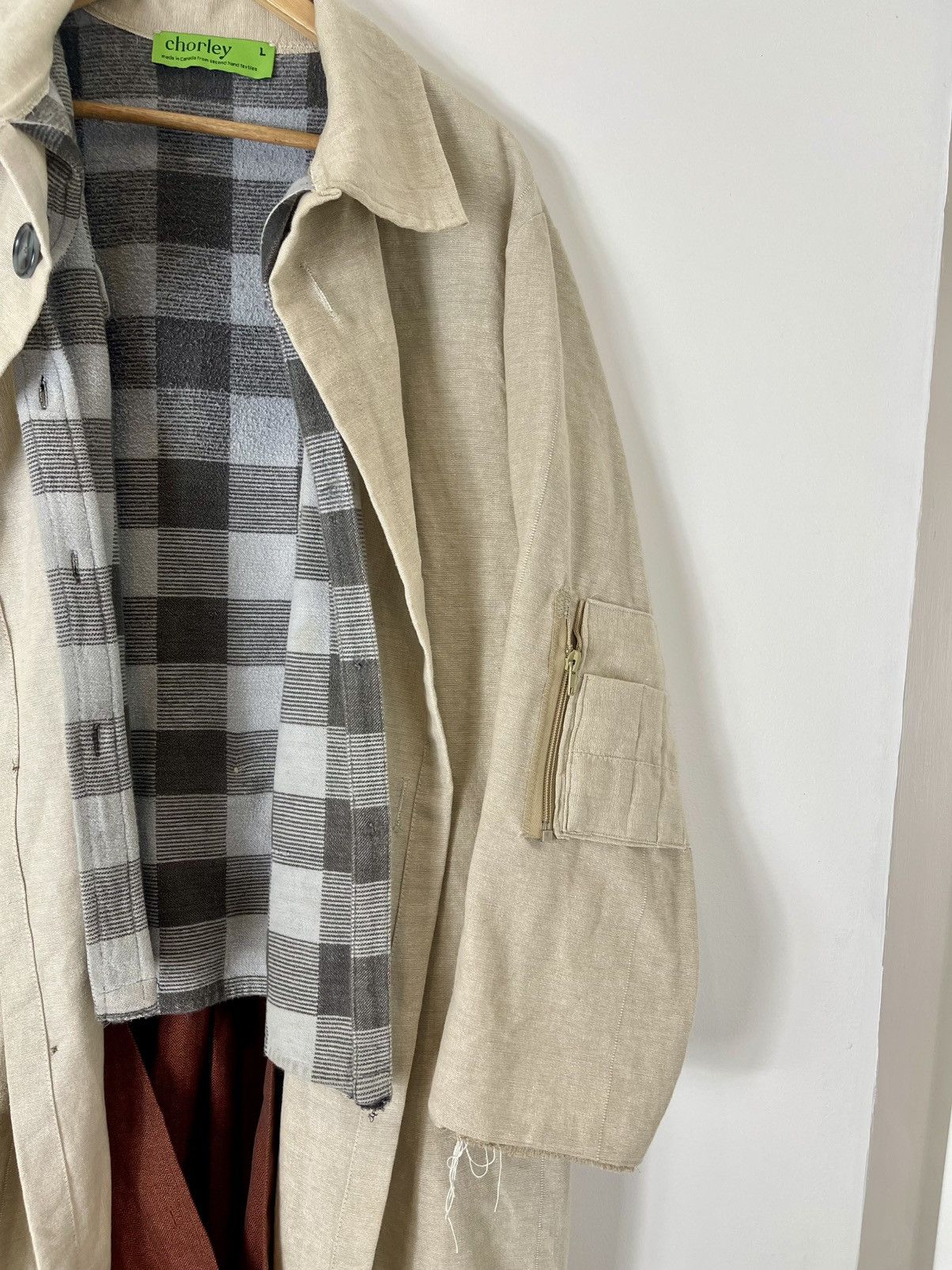 Chorley × Handmade UpCycled Deconstructed Flannel Lined Over Coat Villiers Size US L / EU 52-54 / 3 - 2 Thumbnail