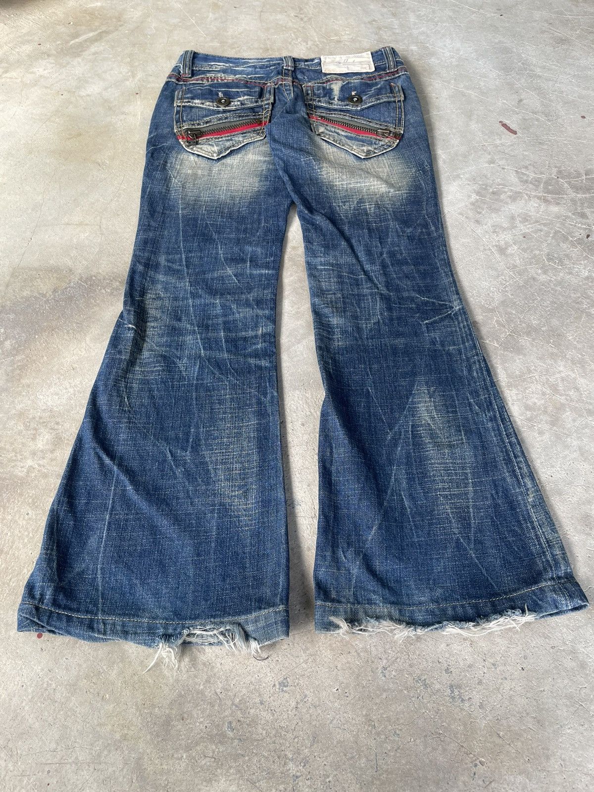 Hysteric Glamour 🇯🇵 LOLITA Flare Bootcut Mudwash Distressed Exotic Denim Jeans Size 29" - 2 Thumbnail