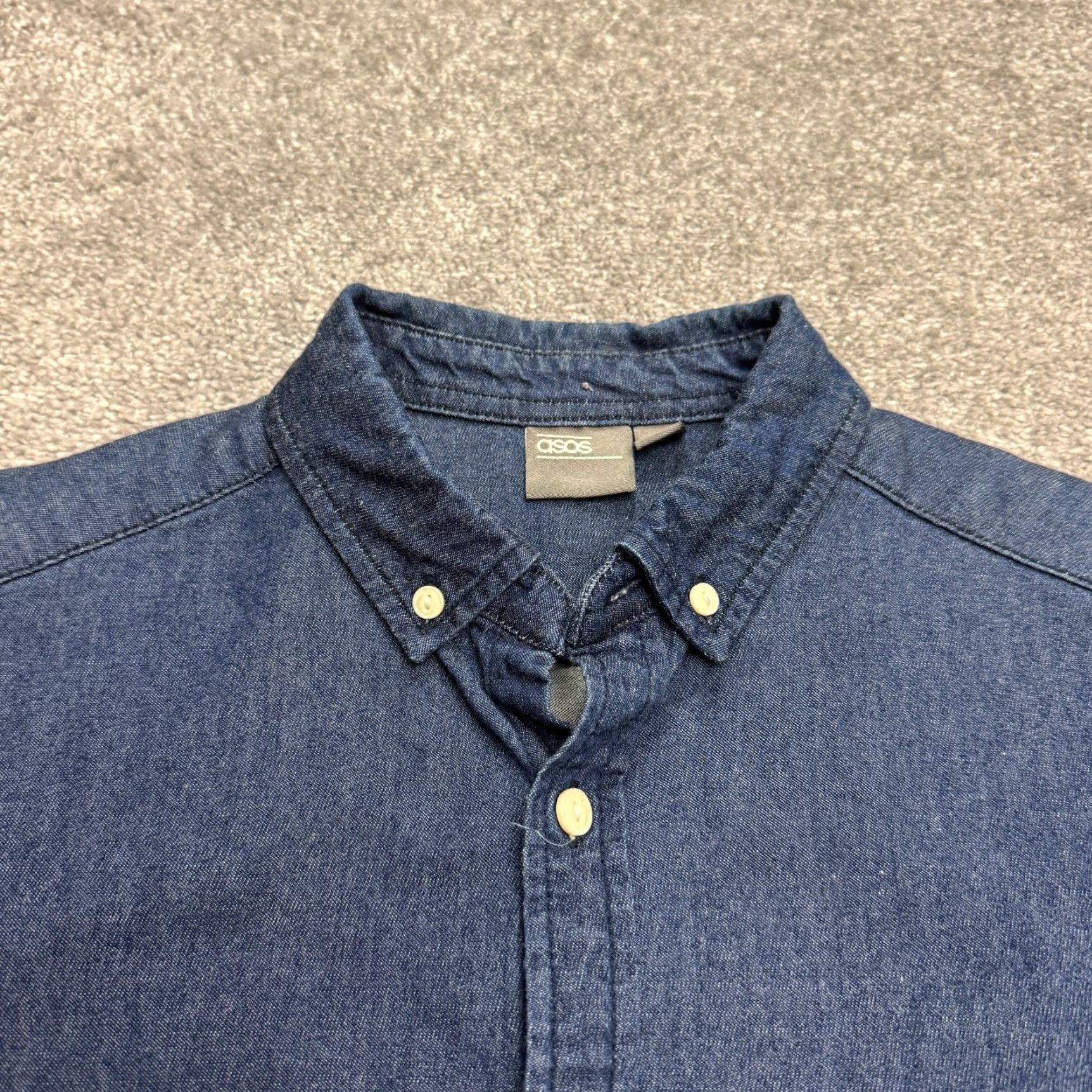Asos ASOS Denim Button-Down Shirt Mens Small Blue Long Sleeve Cotton Casual Shirt Size US S / EU 44-46 / 1 - 3 Thumbnail