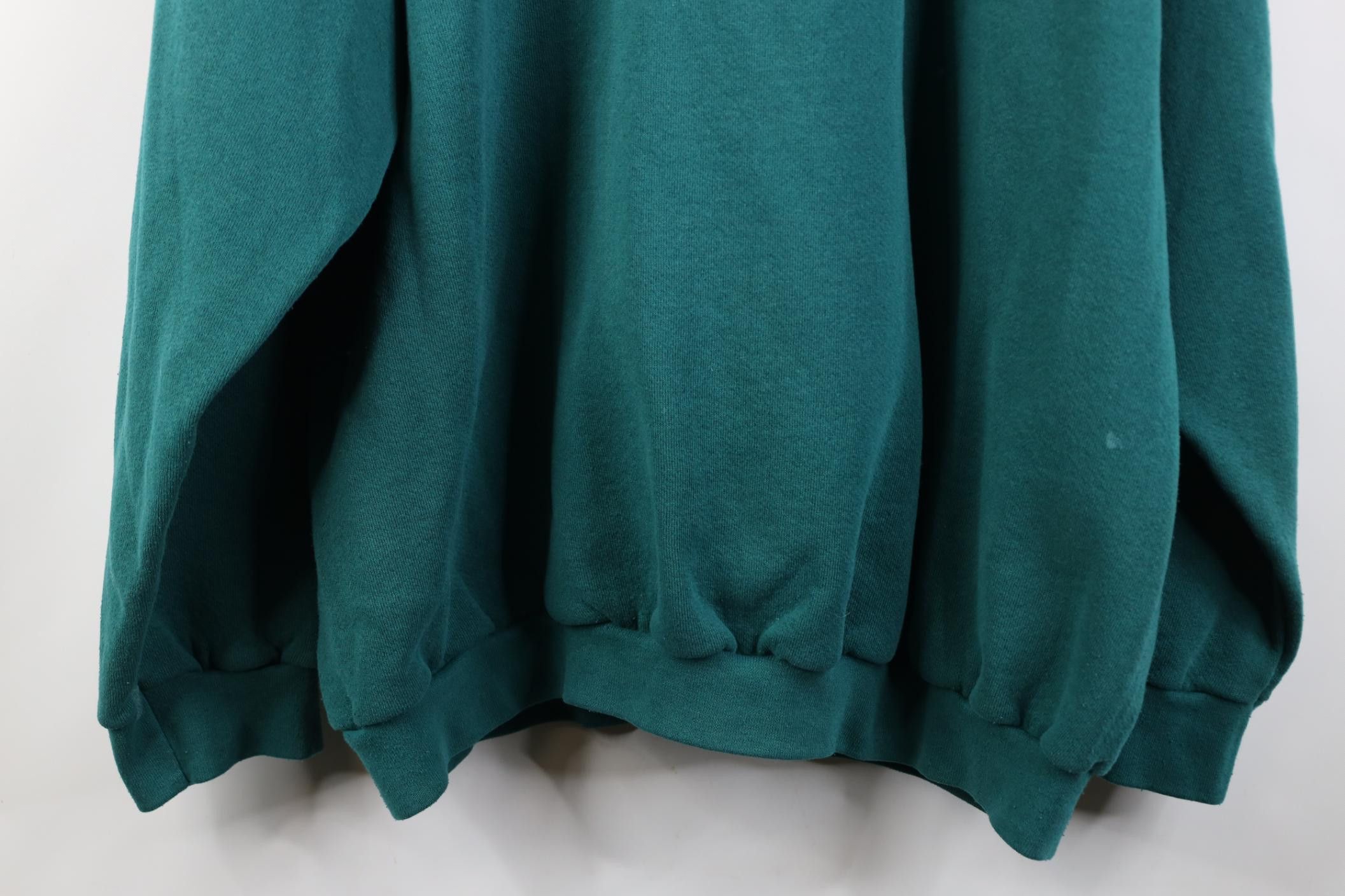 Vintage Vintage 90s Streetwear Blank Crewneck Sweatshirt Teal Green Size US XXL / EU 58 / 5 - 16 Thumbnail