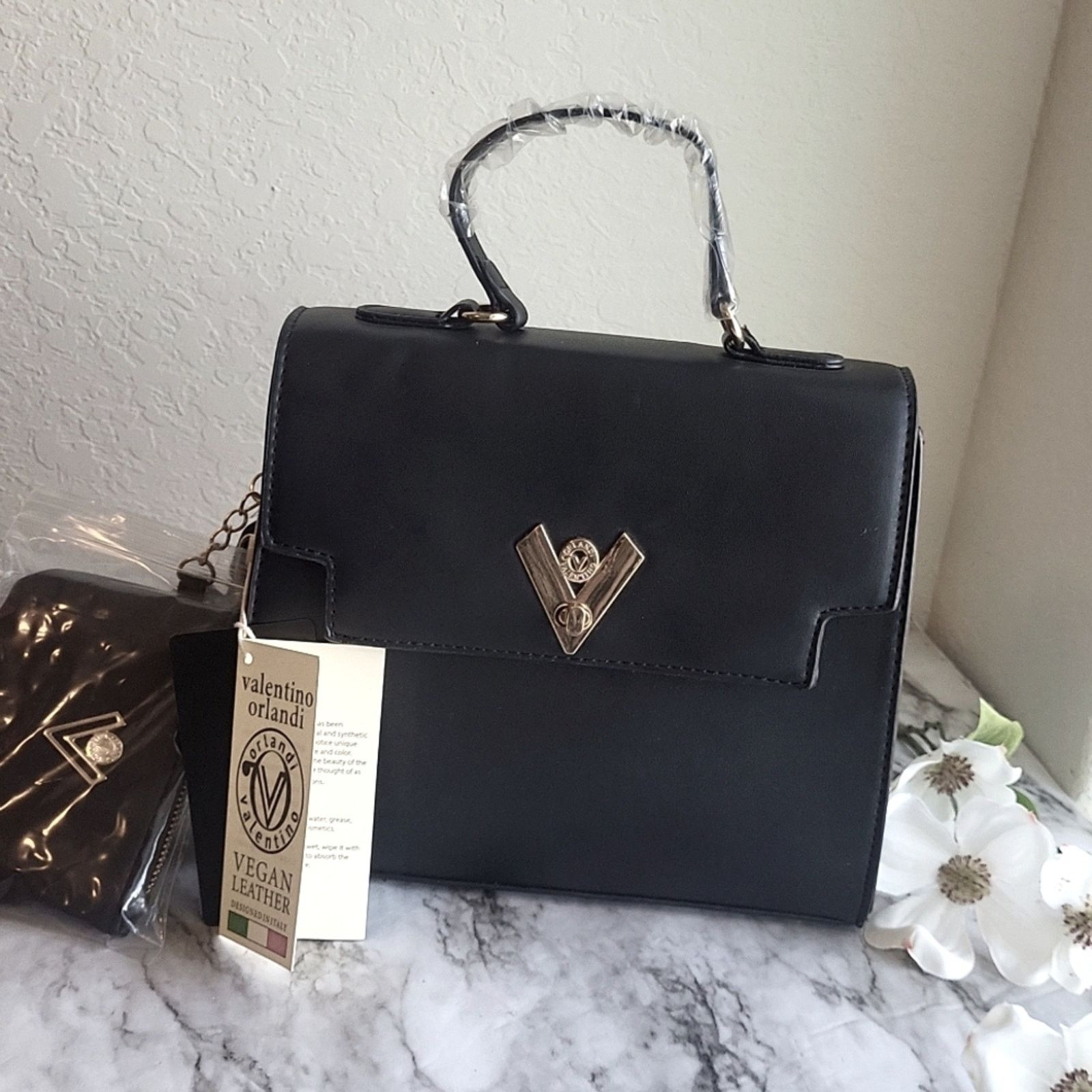 Valentino Valentino Orlandi Black Vegan Leather Handbag Size ONE SIZE - 6 Thumbnail