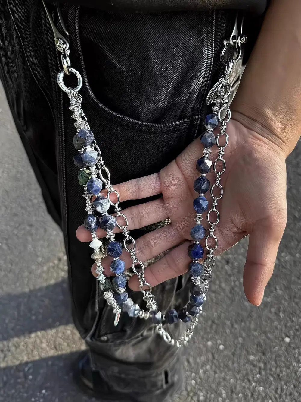 Jewelry 3-in-1 Punk Wallet Chain - Peacock Green Metal Y2K Unisex Size ONE SIZE - 2 Thumbnail