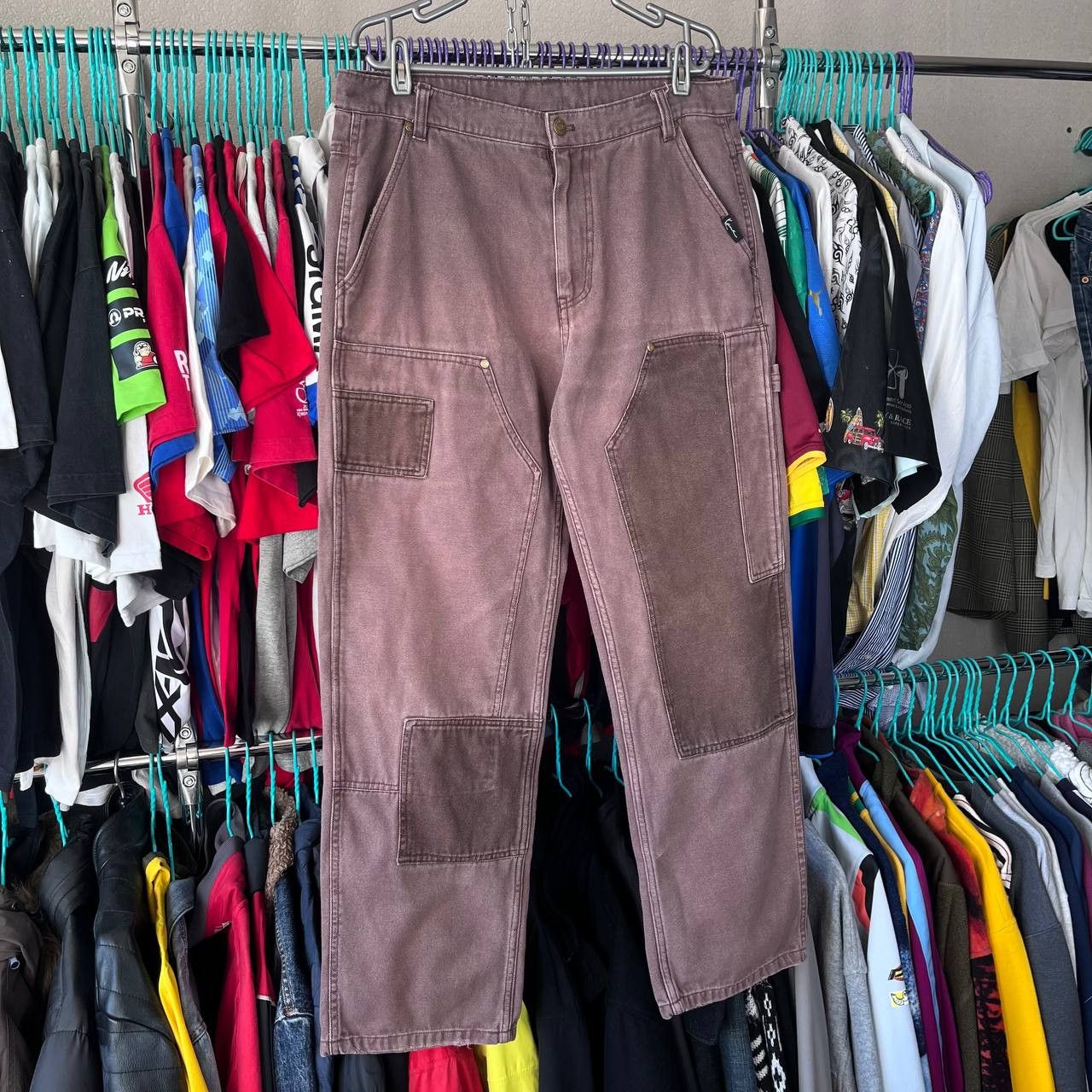 Karl Kani Karl Kani Brown Faded Double Knee Workwear Baggy Denim Pants Size US 34 / EU 50 - 2 Thumbnail
