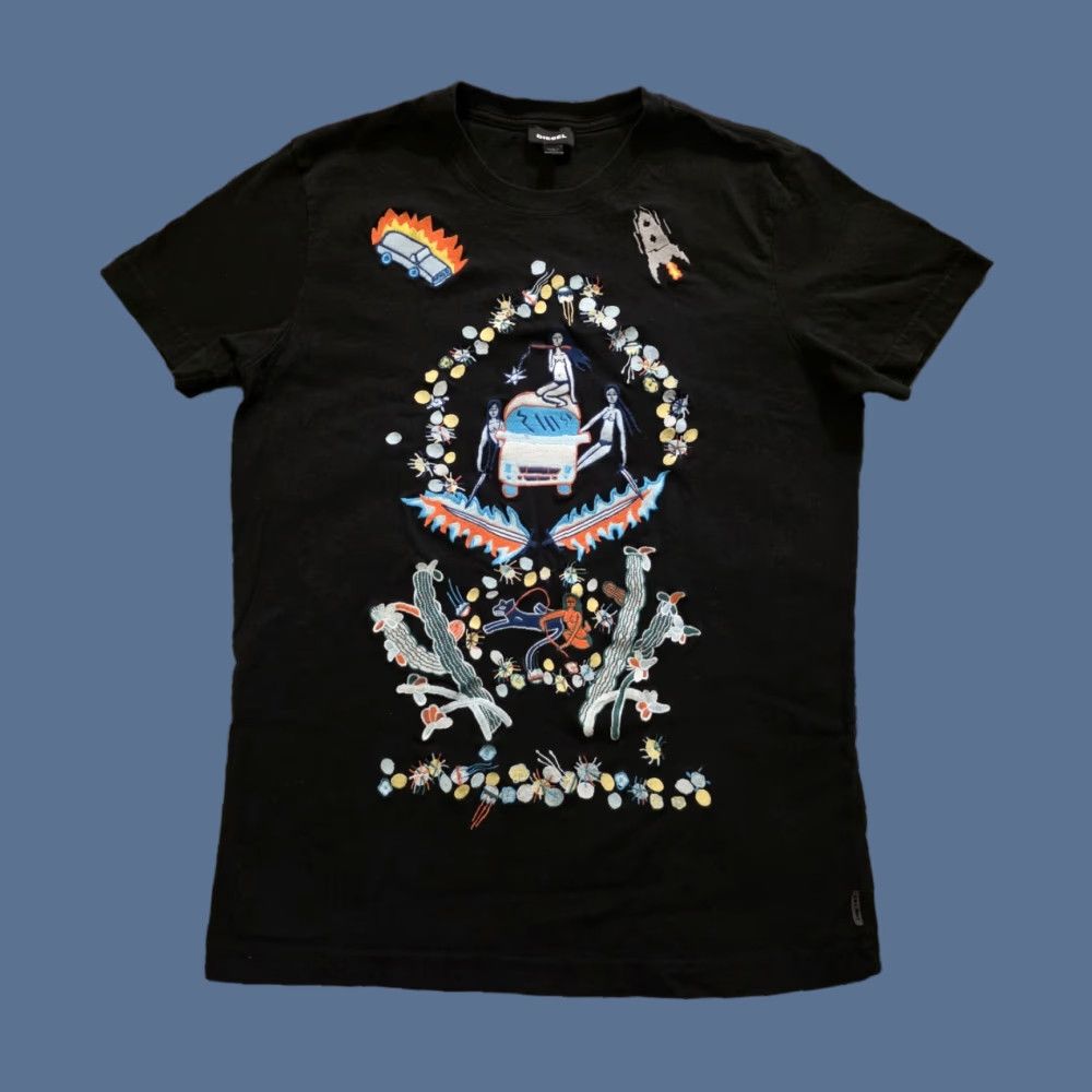 Diesel Diesel Desert Hippies Big Embroidered T Shirt Black Men Size M Rare Size US M / EU 48-50 / 2 - 1 Thumbnail