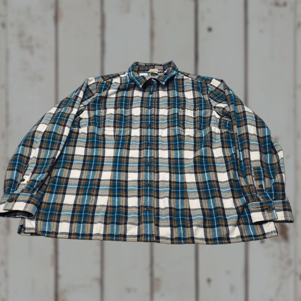 CO Duluth Trading Co Flannel Shirt Mens 2XL Blue Plaid Long Sleeve Button Up 7584 Size US XXL / EU 58 / 5 - 1 Thumbnail