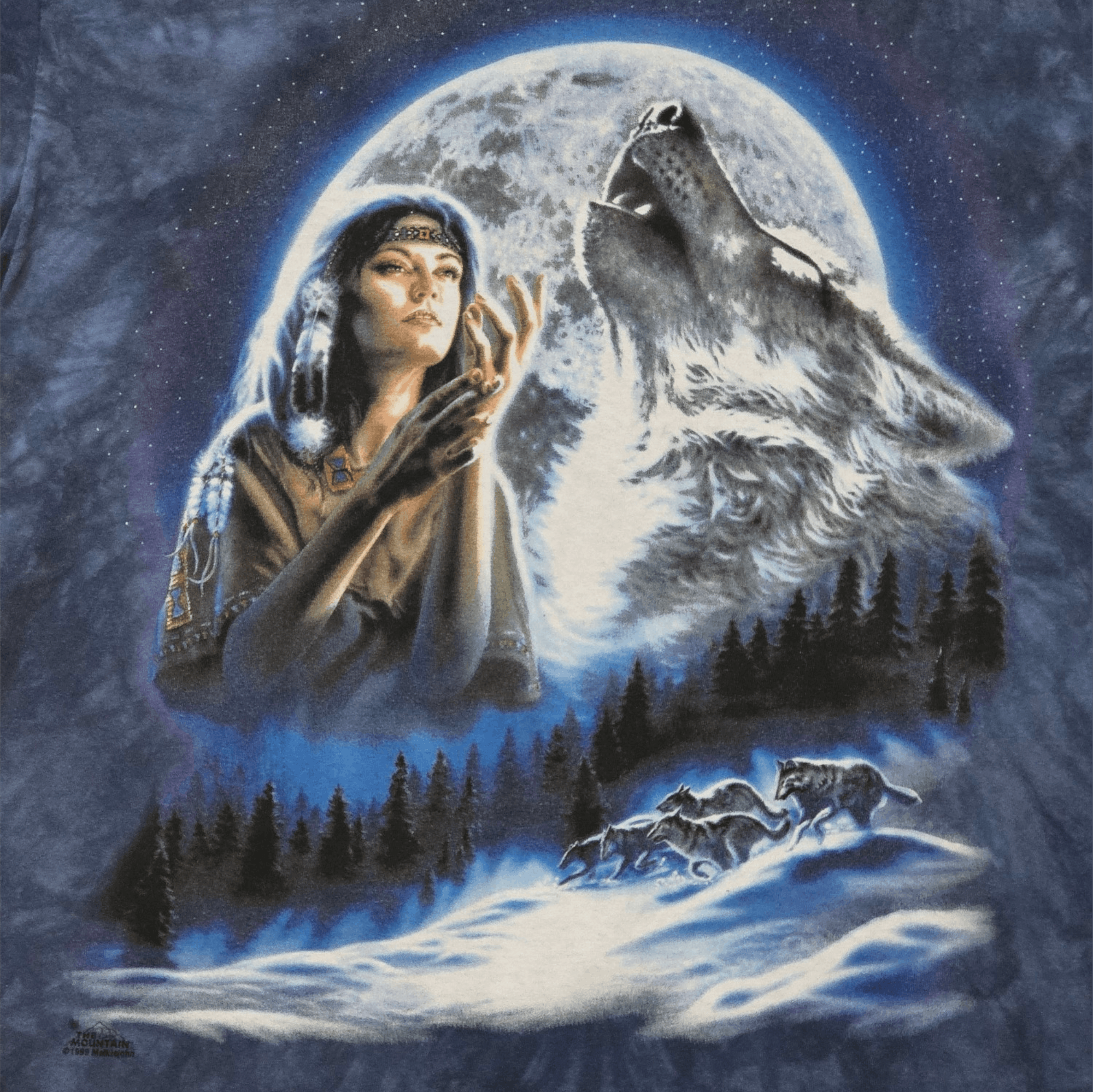 The Mountain × Vintage The Mountain Wolves & Native American 1999 Tee Size US XL / EU 56 / 4 - 2 Thumbnail
