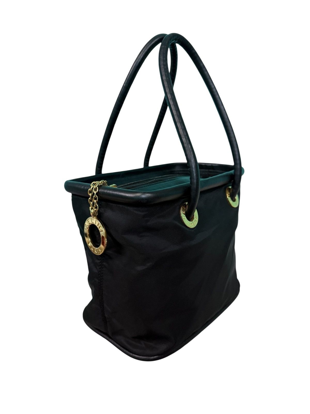 Celine RARE VINTAGE CELINE NYLON LEATHER HANDBAG Size ONE SIZE - 9 Thumbnail