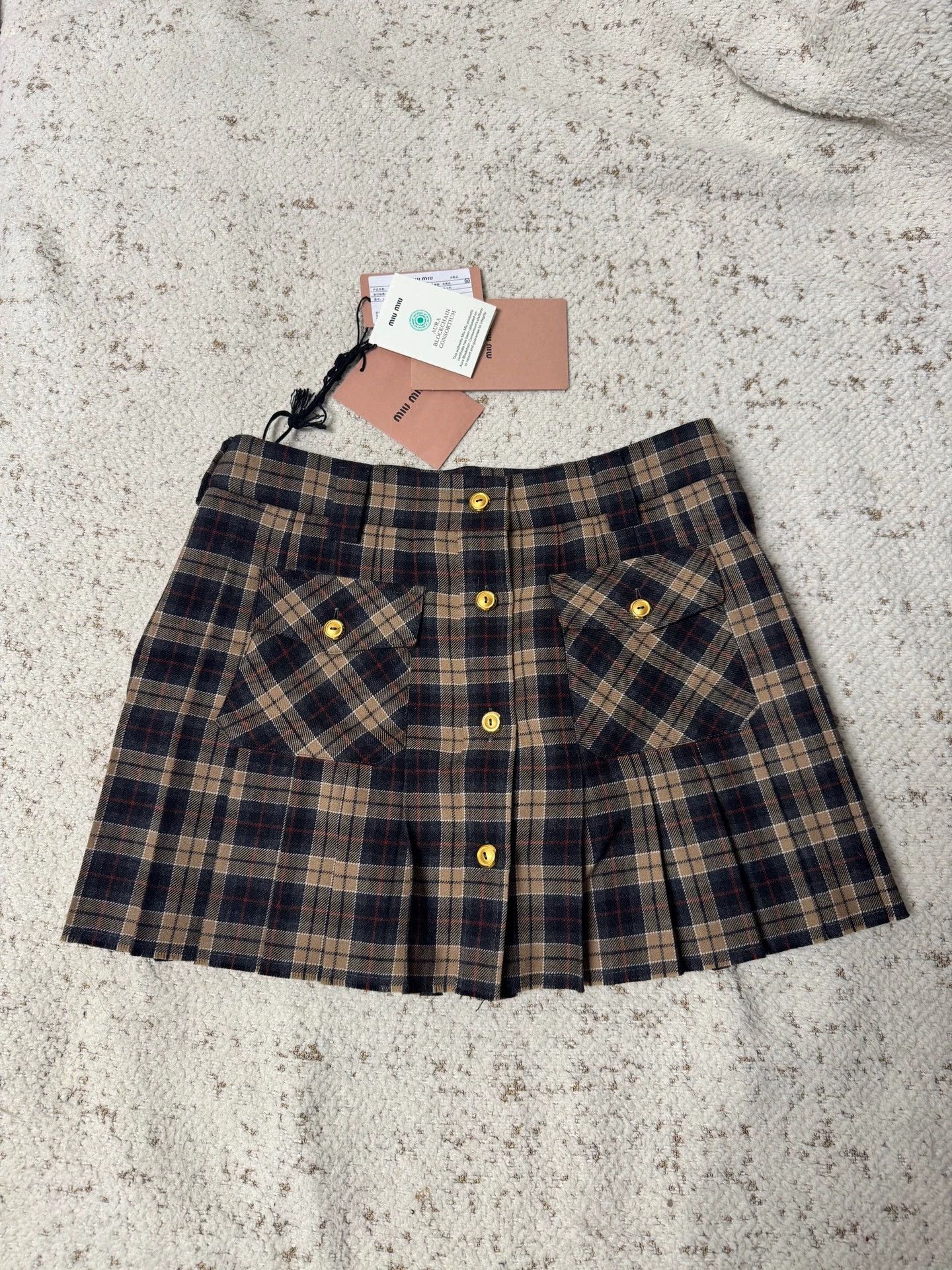 Miu Miu MIU MIU New Wool Plaid Mini Skirt 38 New With Tags Size 26" / US 2 / IT 38 - 1 Thumbnail