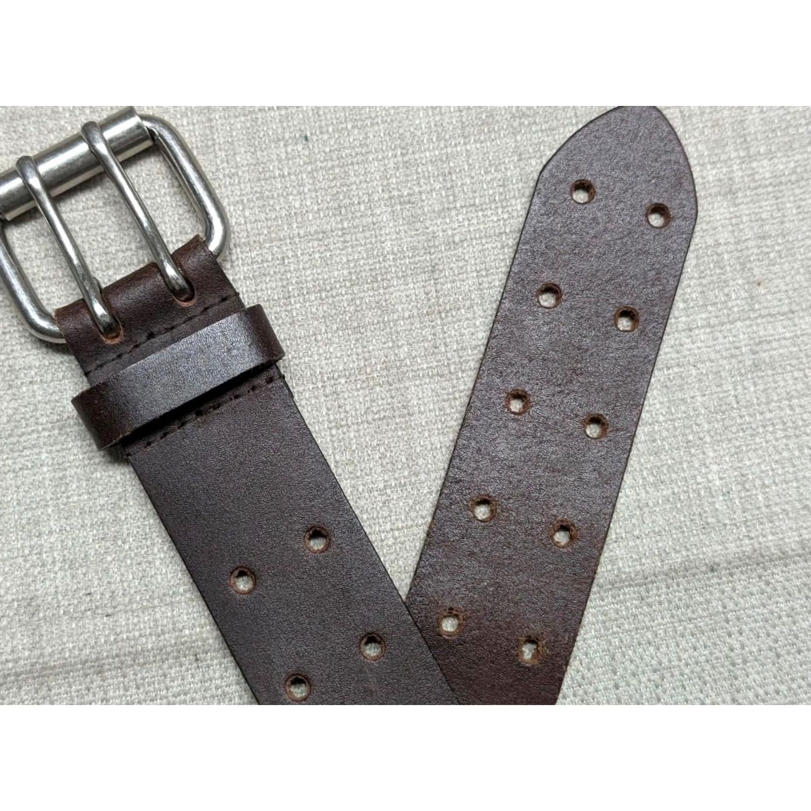 Dickies VINTAGE Dickies leather belt 38 brown cowhide full grain skate 1990s Mens 38" long 1-1/2" wide Size 38 - 6 Thumbnail