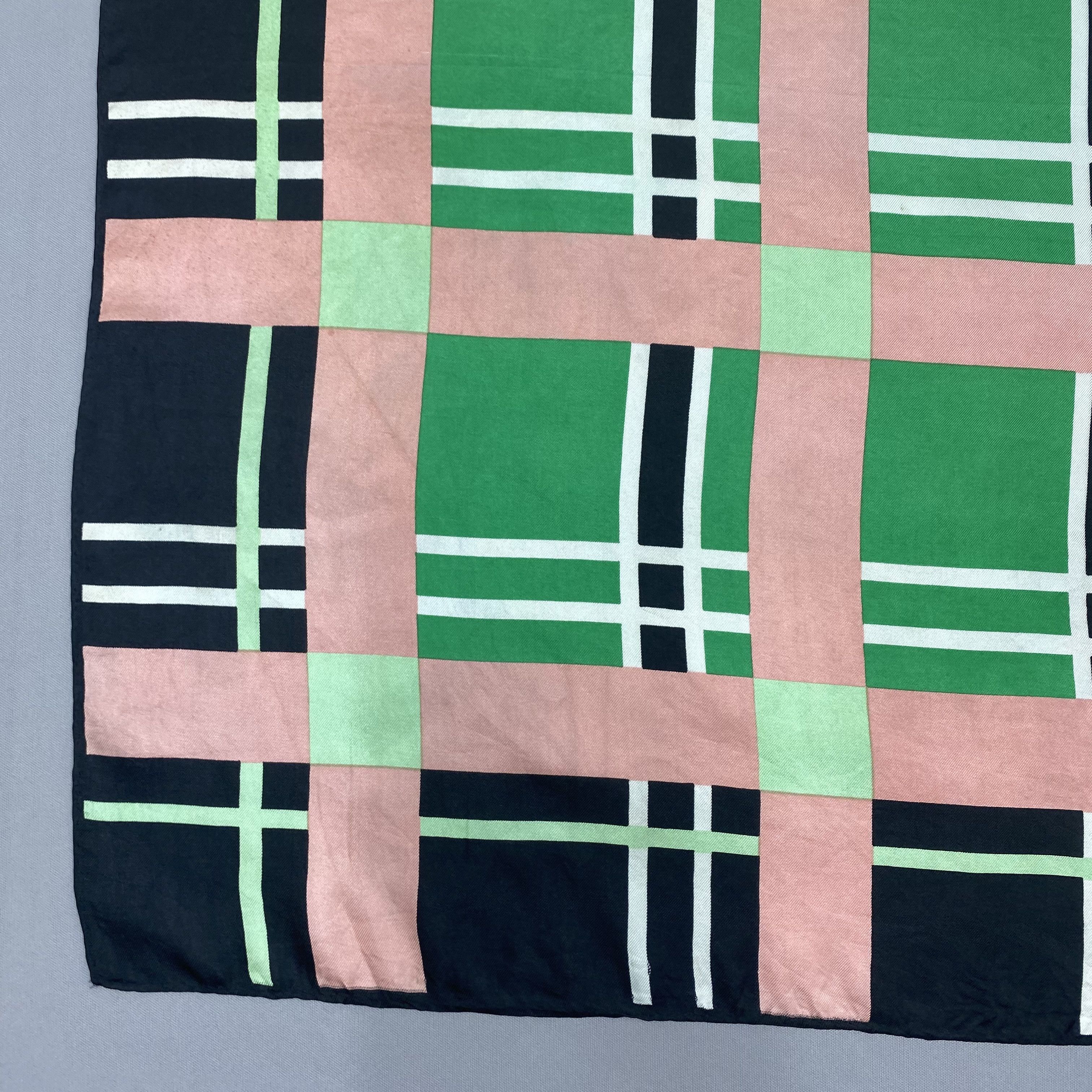Japanese Brand Vintage Plaid SILK Scarf Twill Stole Wraps Scarves Size ONE SIZE - 8 Thumbnail