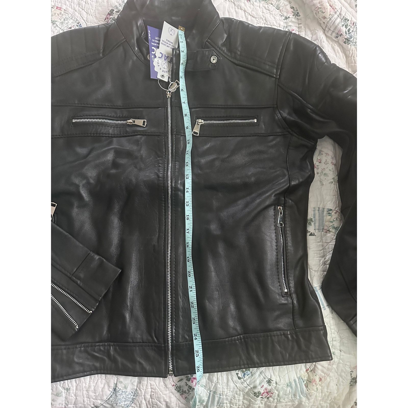 Other NWT BLACK LAMB LEATHER MOTO RACER JACKET W/ FLEECE LINING L Size US L / EU 52-54 / 3 - 6 Thumbnail