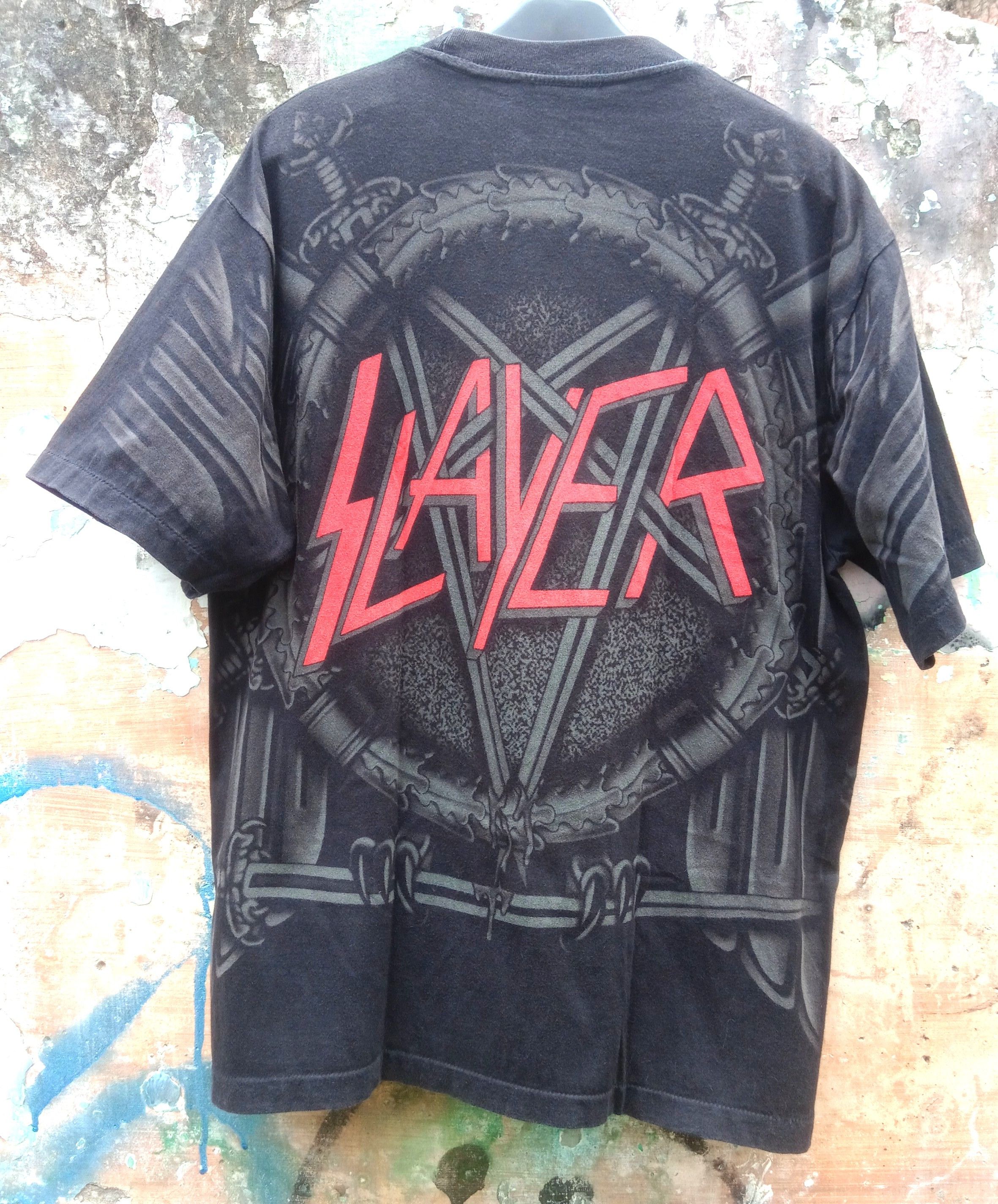 Band Tees × Vintage SLAYER all over shirt Size US L / EU 52-54 / 3 - 3 Thumbnail