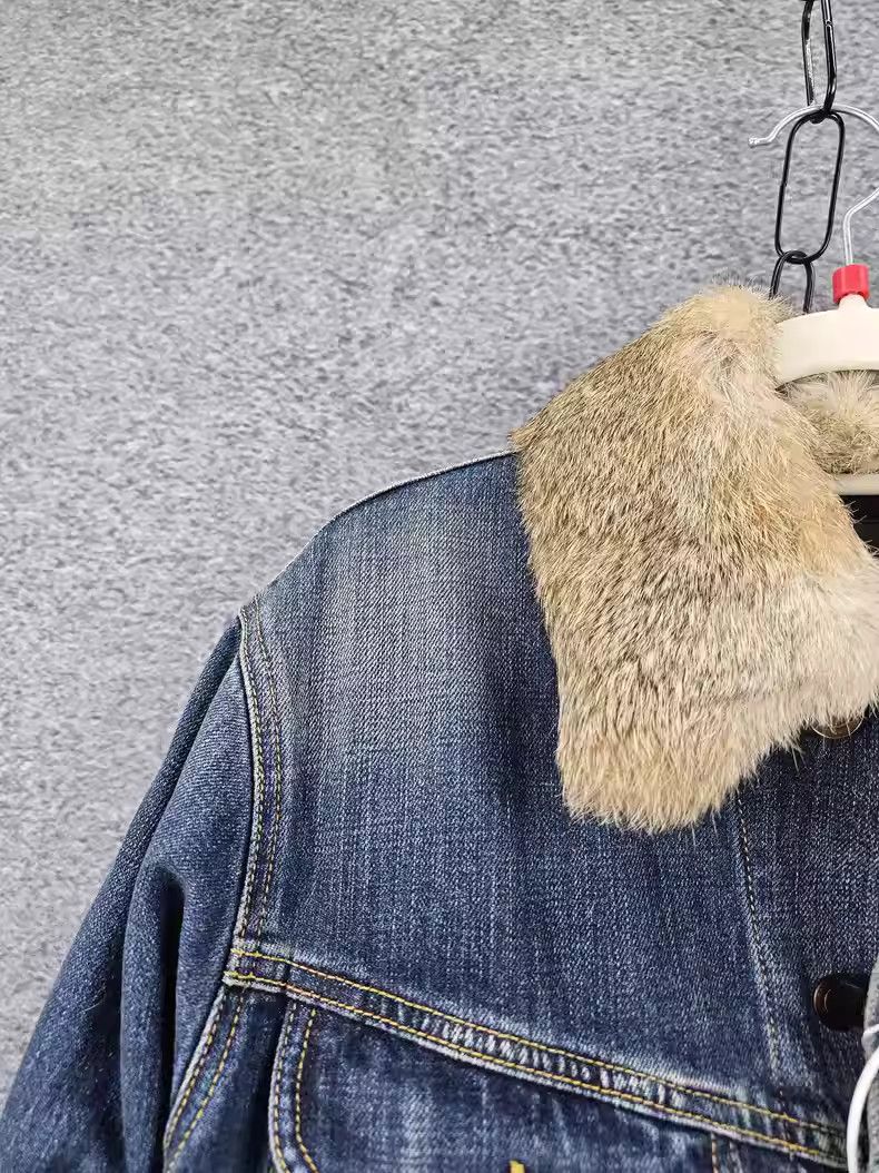 Saint Laurent Paris Saint Laurent Denim Jacket with Fur Collar Size US S / EU 44-46 / 1 - 3 Thumbnail