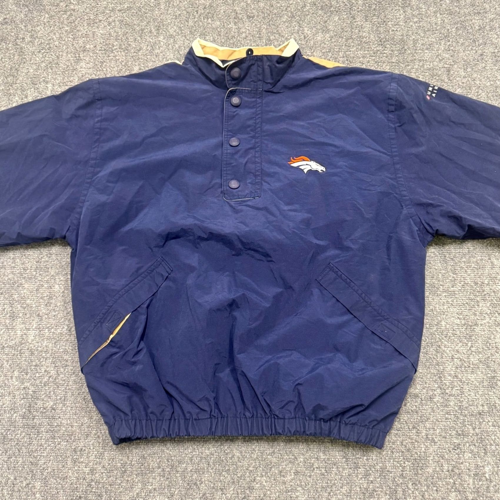 Vintage Antigua Windbreaker Jacket Mens Large Cotton Blend 1/4 Button Up Blue Denver Broncos Jacket (Pre-Owned) Size US L / EU 52-54 / 3 - 7 Thumbnail