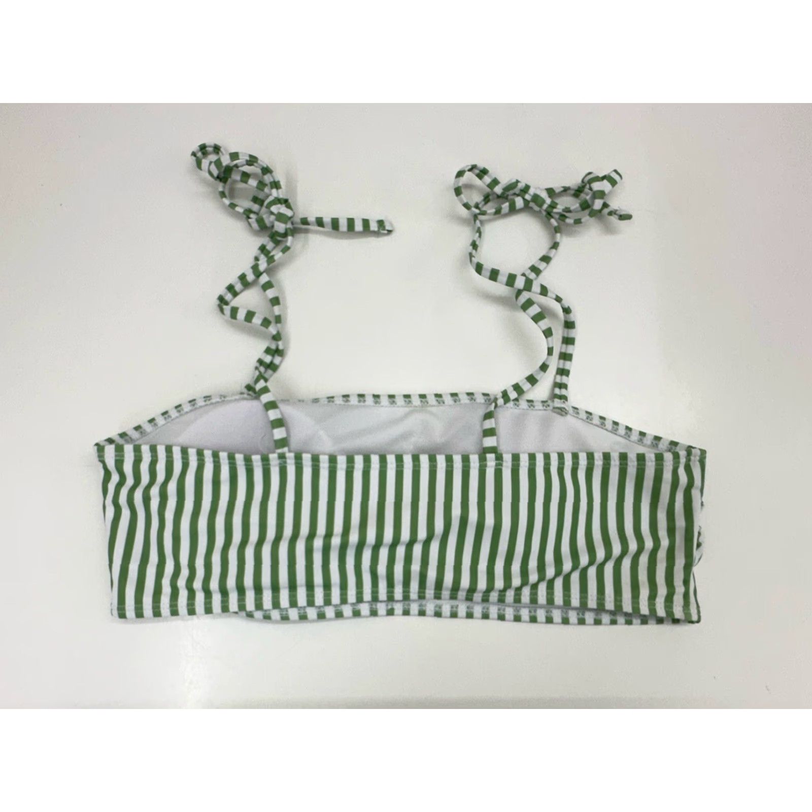 Shein Shein Womens Bikini Two Piece Green White Striped Padded M Swimwear Beach Stripes Adjustable Bandeau Adult Womens Size ONE SIZE - 6 Thumbnail