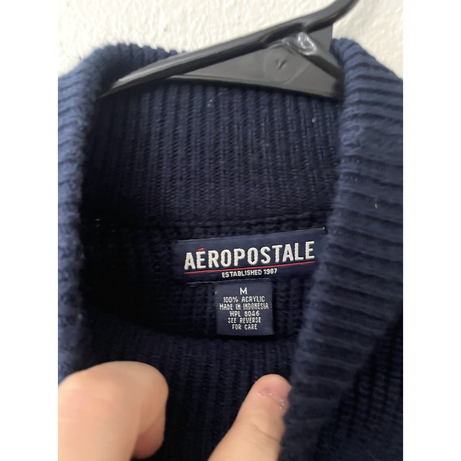 Aeropostale Aeropostale Sweater Mens Medium Navy Striped Knit Crewneck Pullover Y2K Casual Fall Winter Mens Size US M / EU 48-50 / 2 - 2 Thumbnail