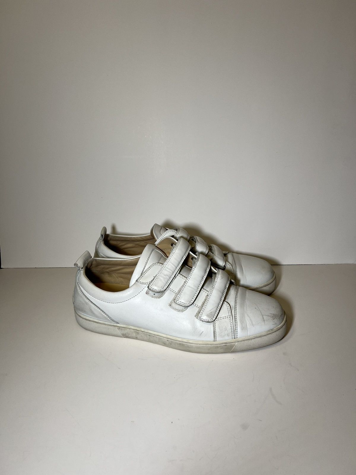 Christian Louboutin Kiddo Donna Flat Calf Leather White Strap Trainer Sneaker Size US 13 / EU 46 - 3 Thumbnail