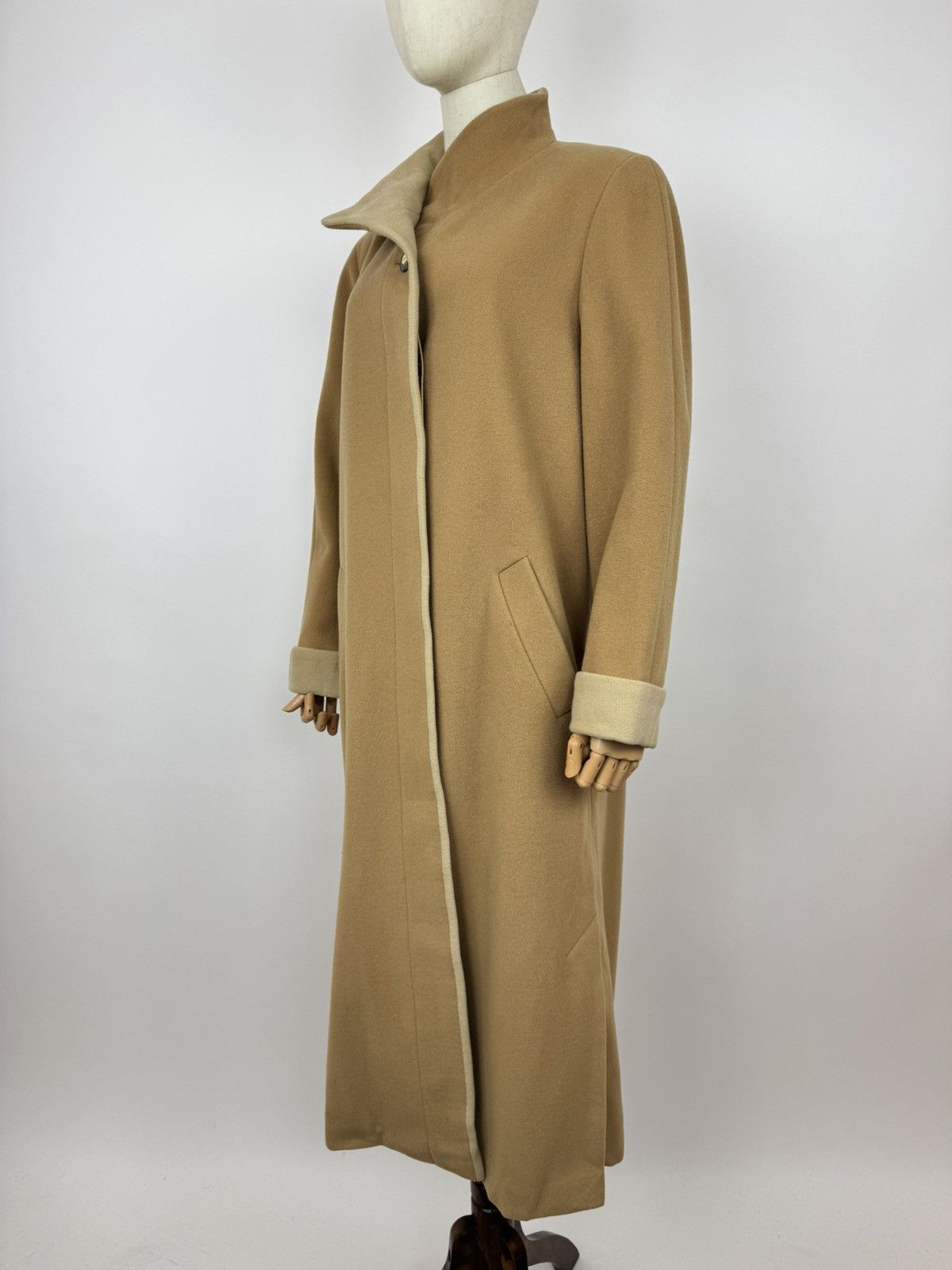 Other Delmod Wool Blend Coat Vintage Merino Velour Beige Peacoat Size S / US 4 / IT 40 - 4 Thumbnail