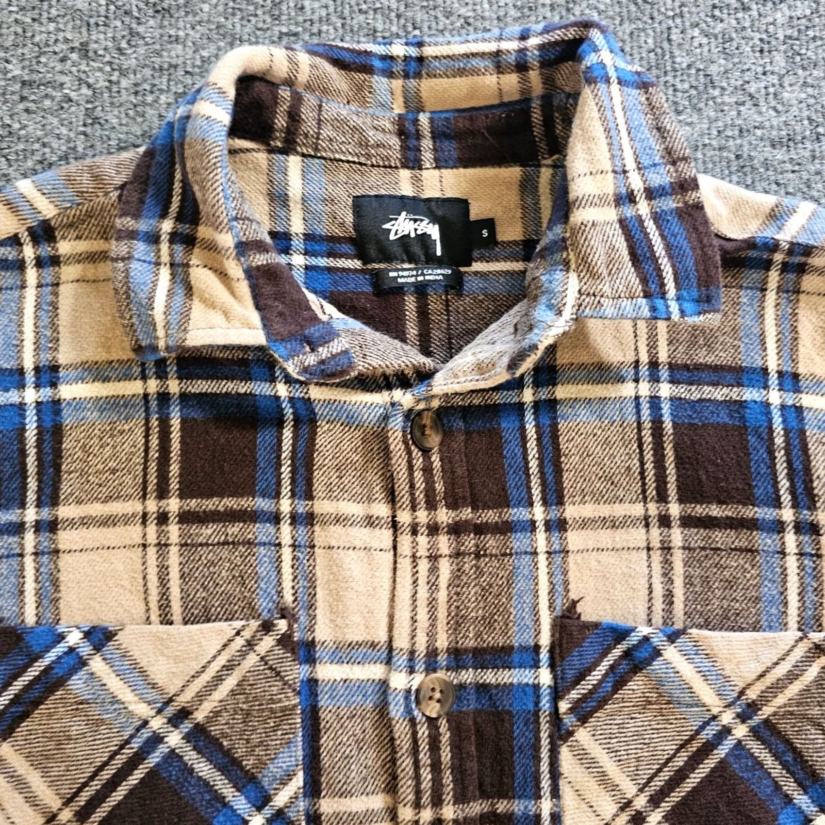 Etro Stussy Shirt Mens S Brown Plaid Flannel Button-Up Classic Grunge Skater Surf Retro Casual Workwear Size US S / EU 44-46 / 1 - 2 Thumbnail