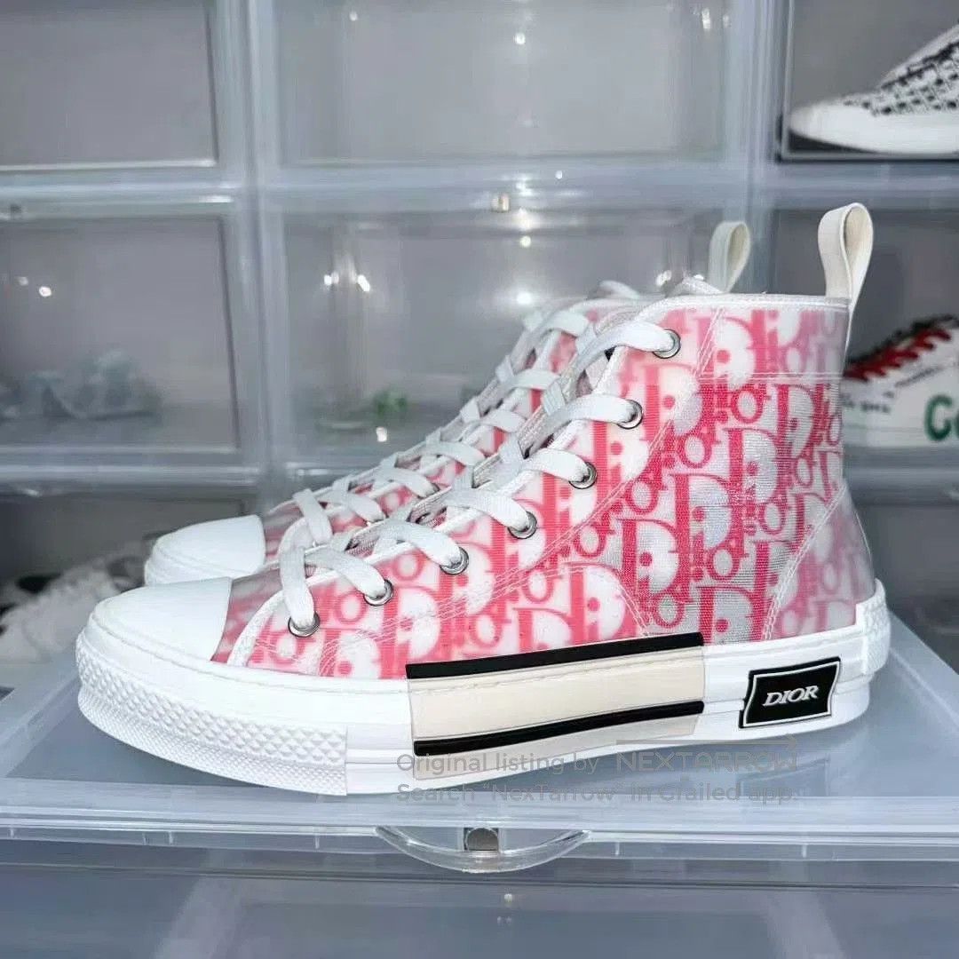 dior b23 full print white and red sneakers.