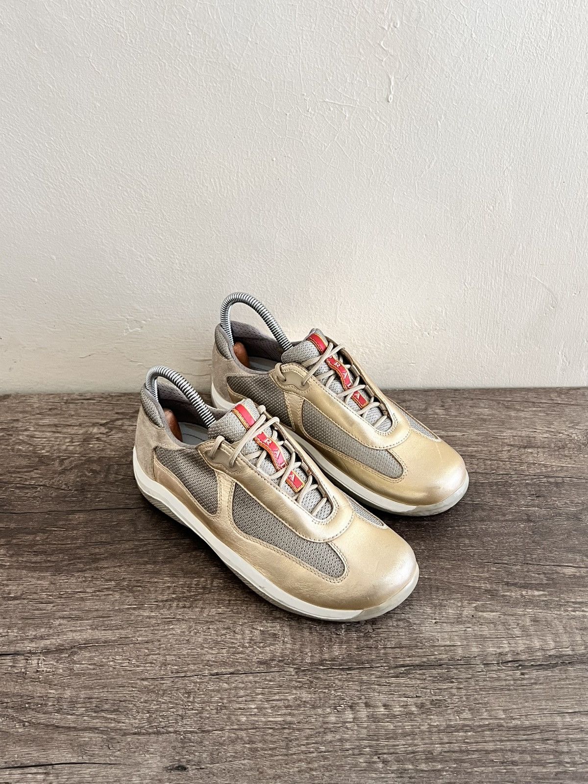 Prada Americas Cup Gold-mesh Sneakers Size US 7 / IT 37 - 1 Thumbnail