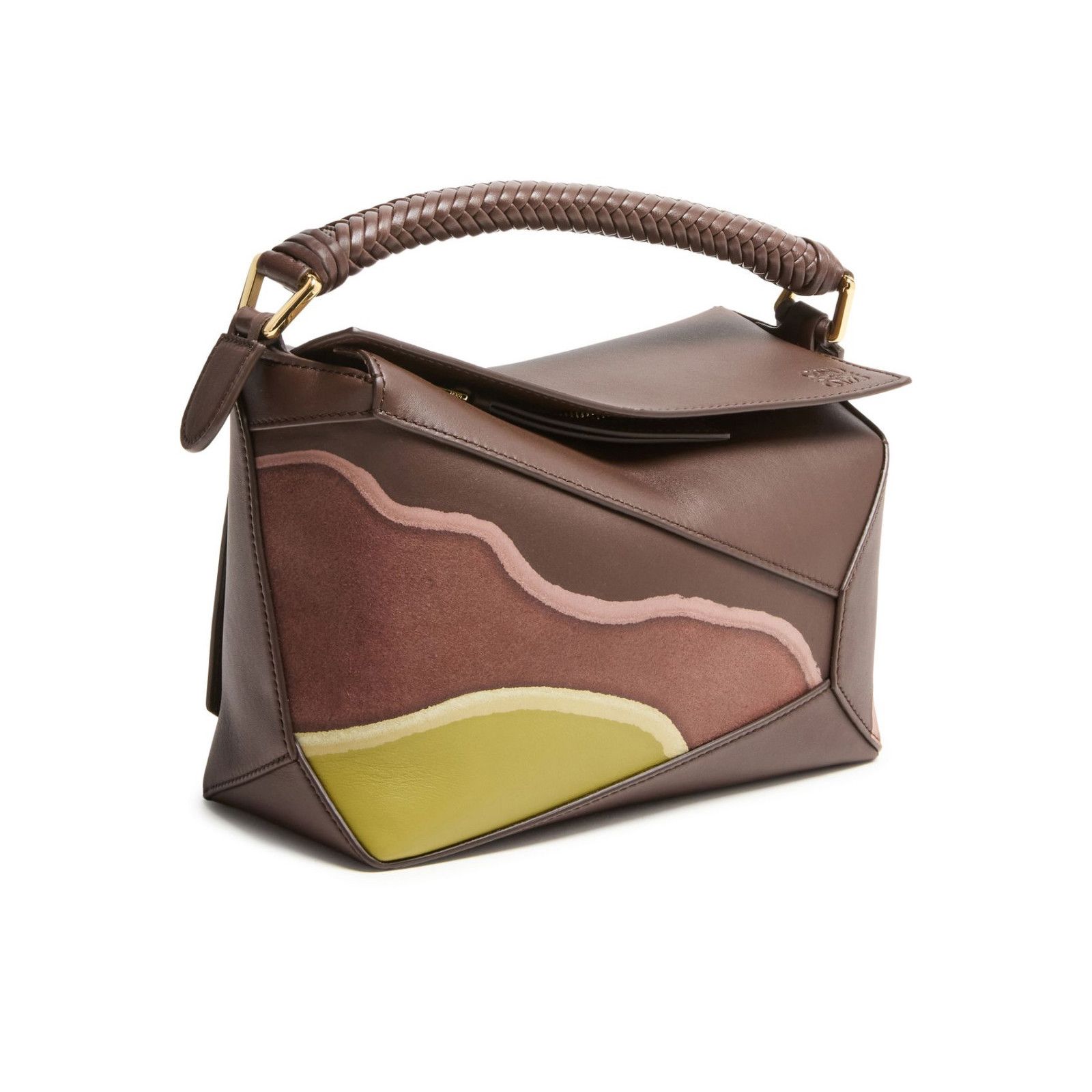Loewe LOEWE Puzzle Small Edge Chocolate/Light Moss Leather Handbag Size ONE SIZE - 2 Thumbnail