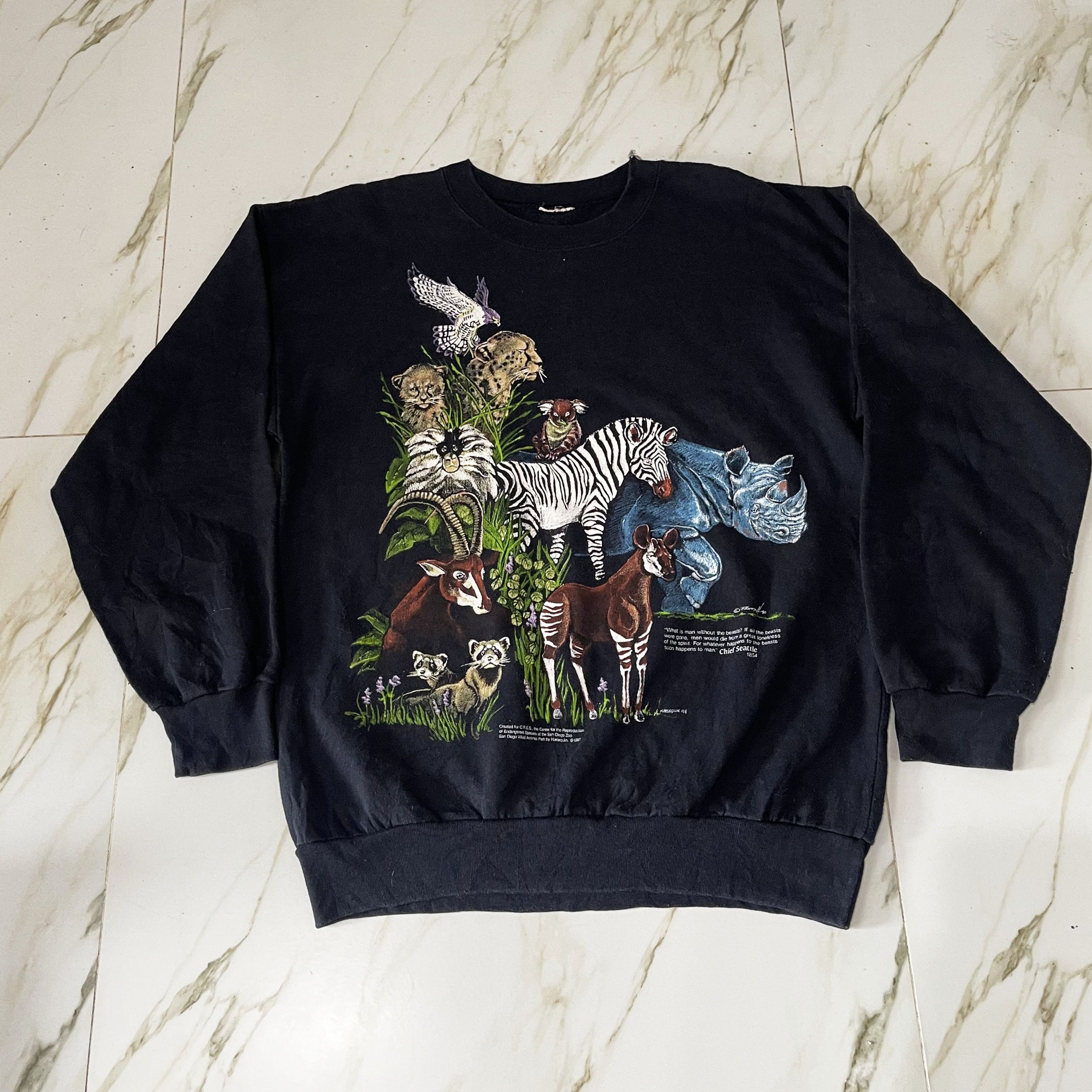 Vintage Vintage 90s African Wildlife Sweatshirt Size US L / EU 52-54 / 3 - 1 Thumbnail