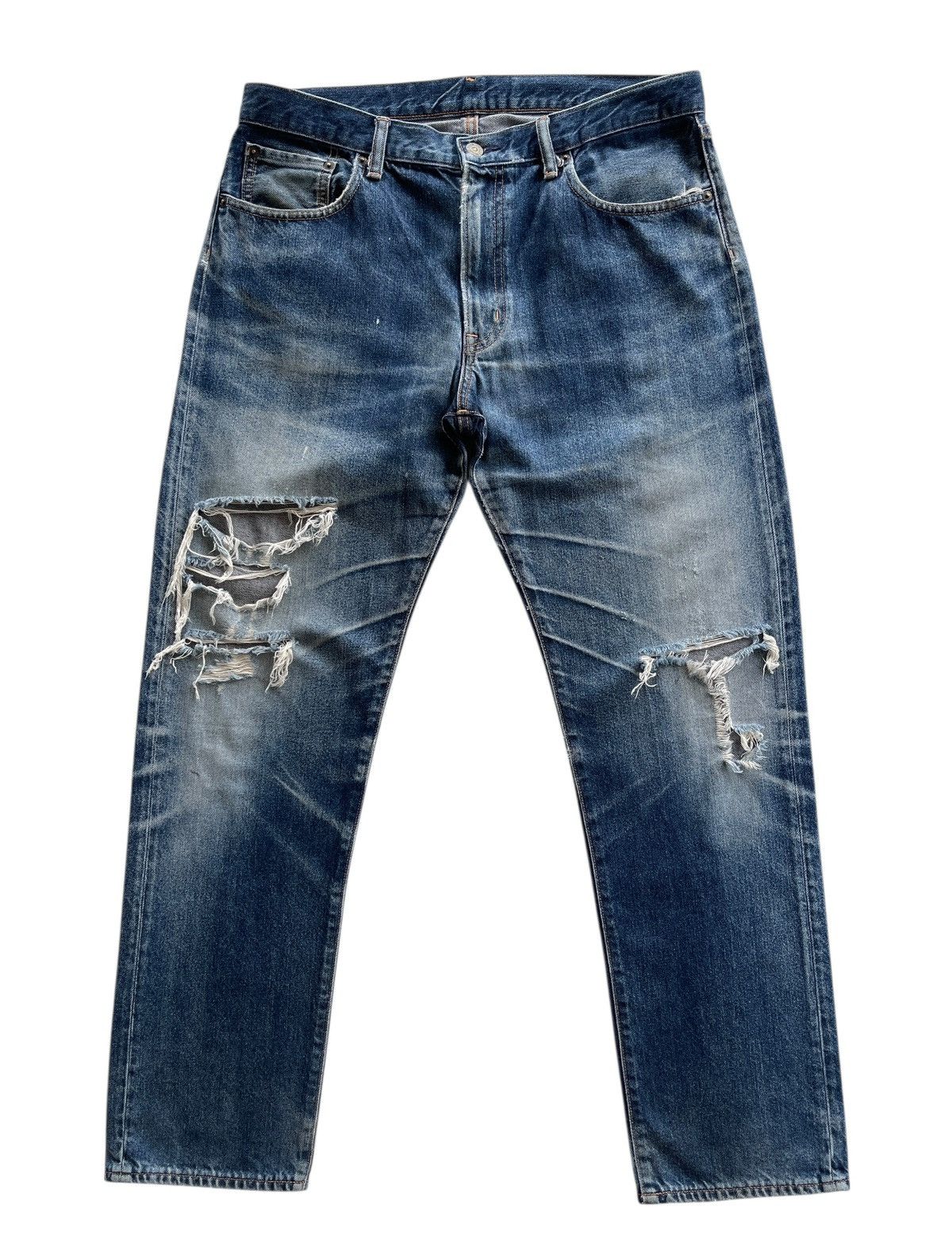 Japanese Brand Ripped Distressed GU Denim Size US 34 / EU 50 - 1 Thumbnail