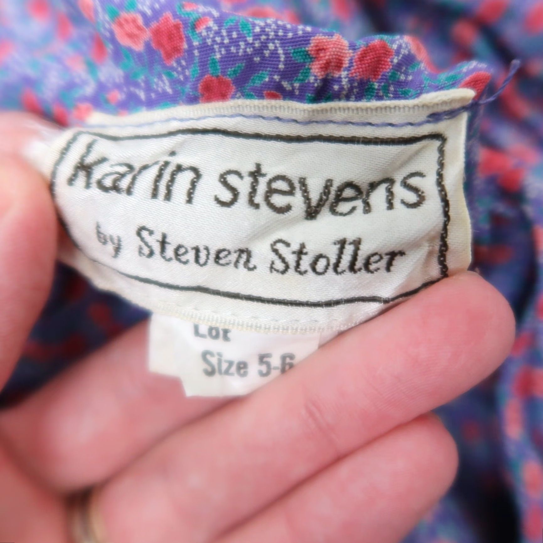 Vintage VINTAGE Karin Stevens Dress Midi Floral 80s Blue Pink Womens 6 Rayon Floral Casual Workwear 80s 90s Size M / US 6-8 / IT 42-44 - 5 Thumbnail