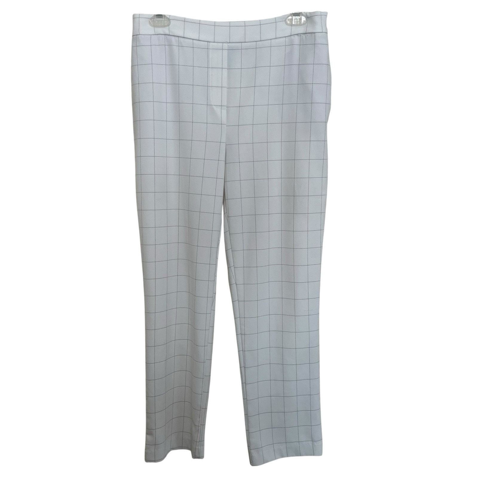 Rachel Zoe Rachel Zoe | White Windowpane Elastic Waist Crop Preppy Pant Size 28" / US 6 / IT 42 - 1 Thumbnail