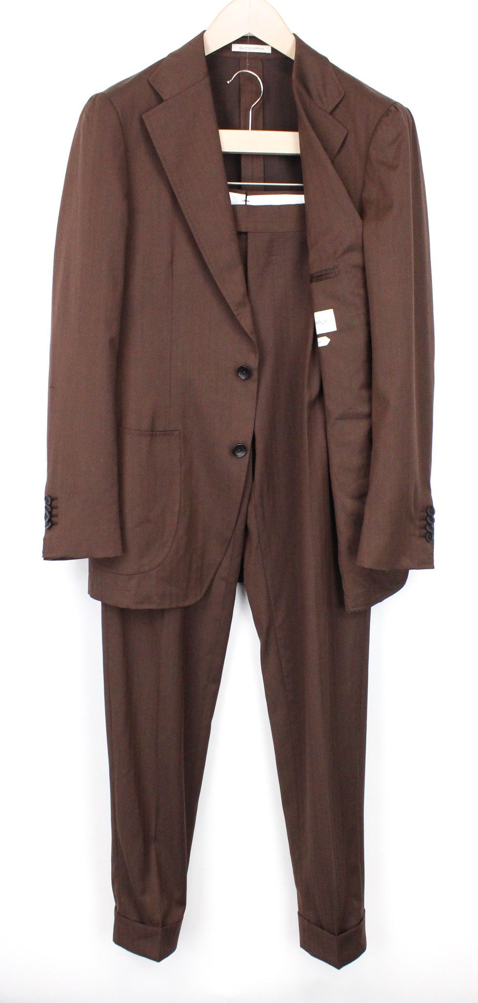 image of Suitsupply Havana Uk38R Slim Fit Super 130's Wool Brown Suit 71216, Men's