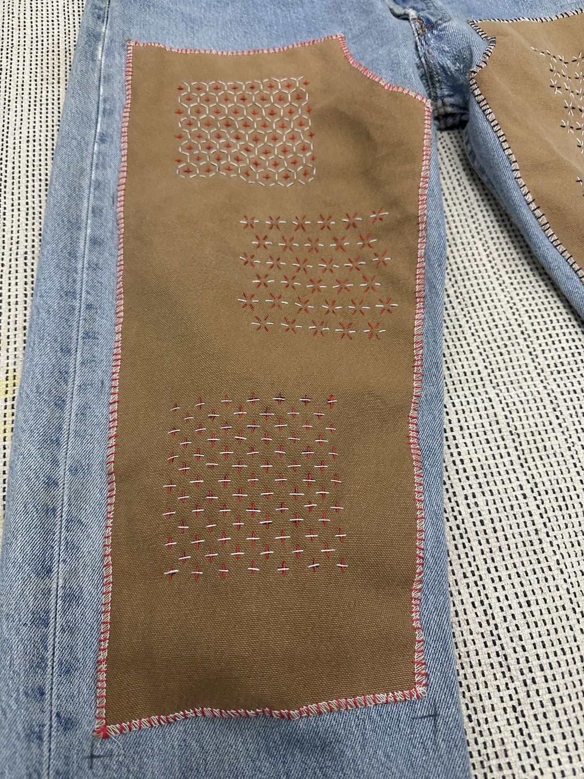 Levi's 🔥 Levis 501 Patchwork Sashiko Reworked Size US 34 / EU 50 - 5 Thumbnail