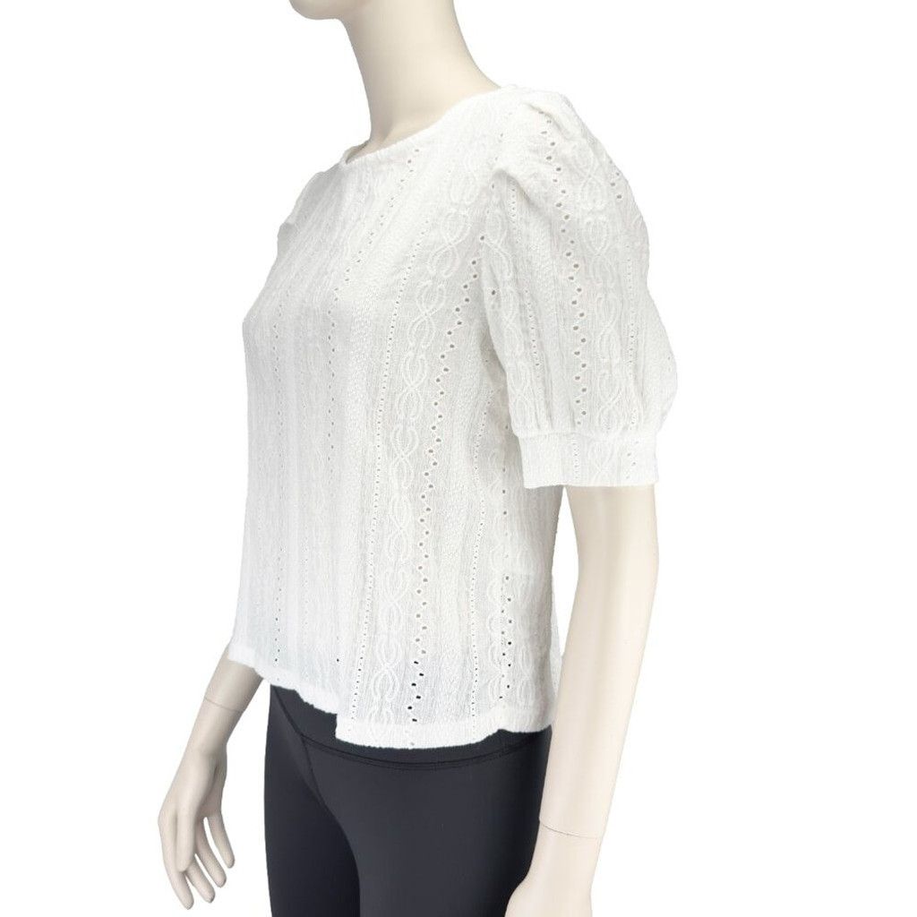 USA Olympics ONLY Eyelet Cottagecore Round Neck Boho White Lace Top Sz M Size L / US 10 / IT 46 - 4 Thumbnail