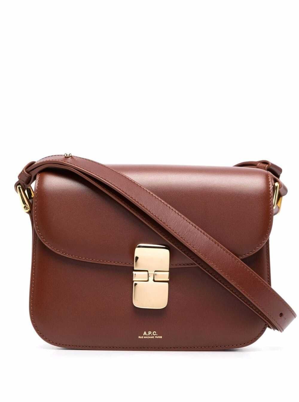 A.P.C. 'Grace Small' Brown Crossbody bag with Adjustable Strap and Logo Lettering Embossed on the Front in Leather Woman Size ONE SIZE - 1 Thumbnail