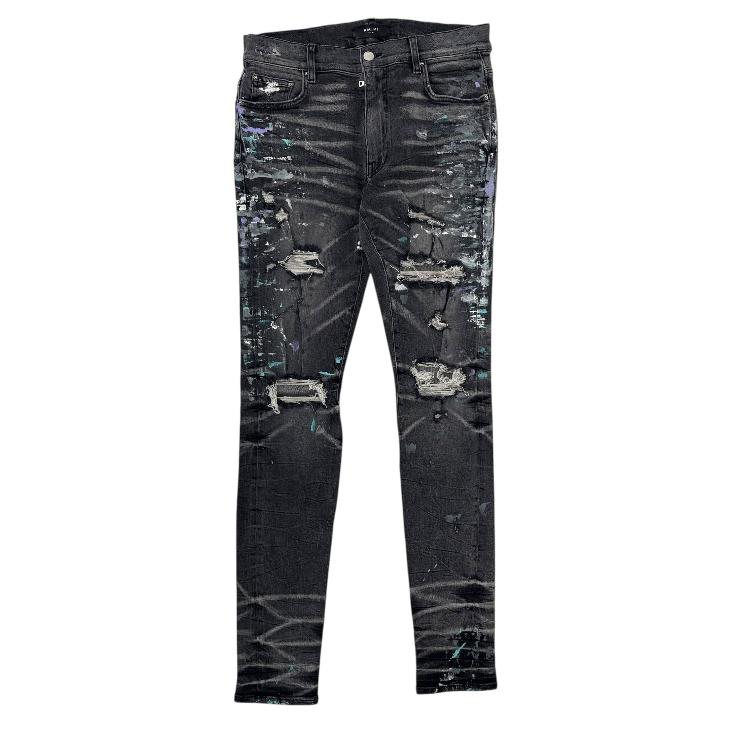 Amiri Paint Splatter Grey Skinny Jeans Size US 32 / EU 48 - 1 Thumbnail