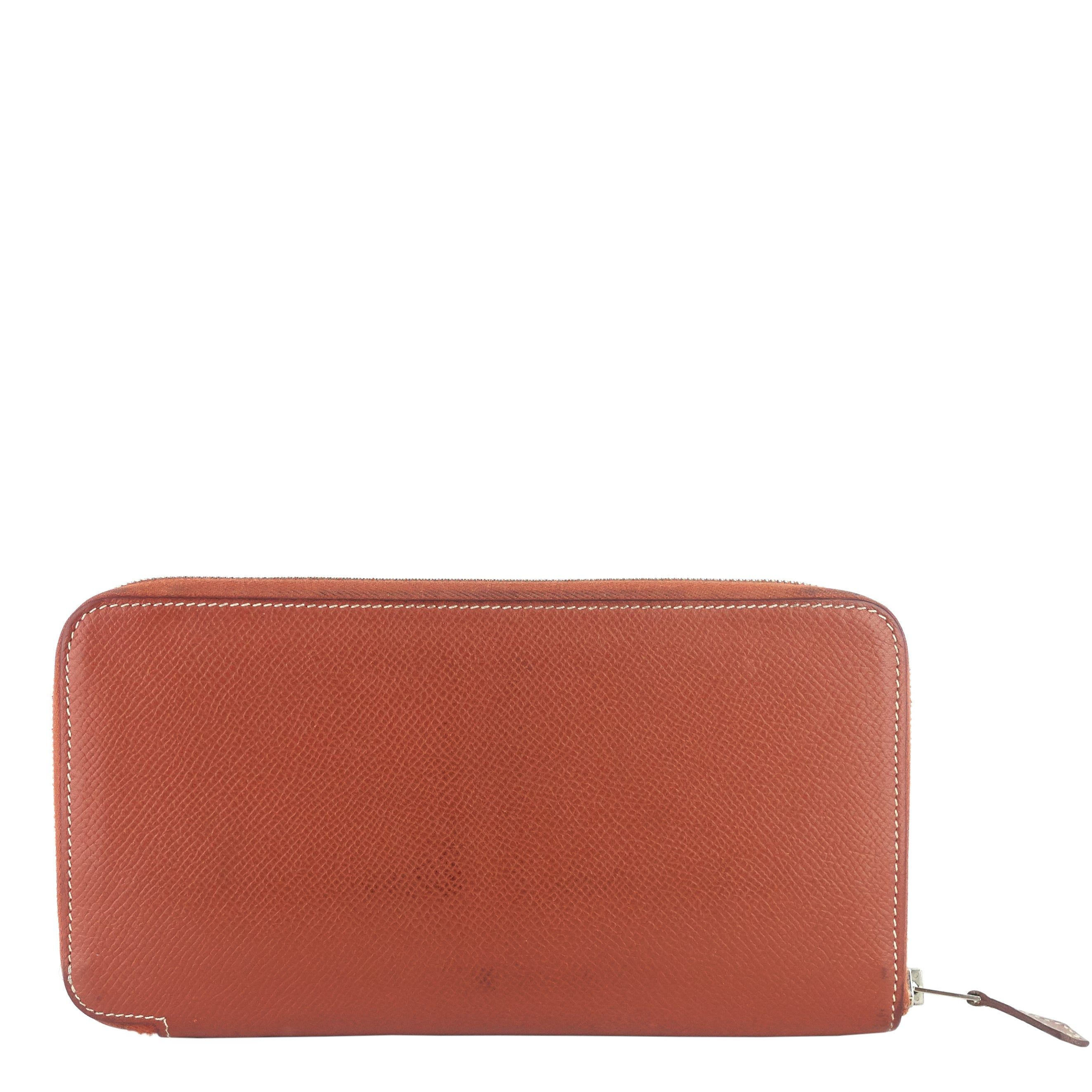 image of Hermes Silk'in Classique Long Epsom Leather Wallet in Brown, Women's